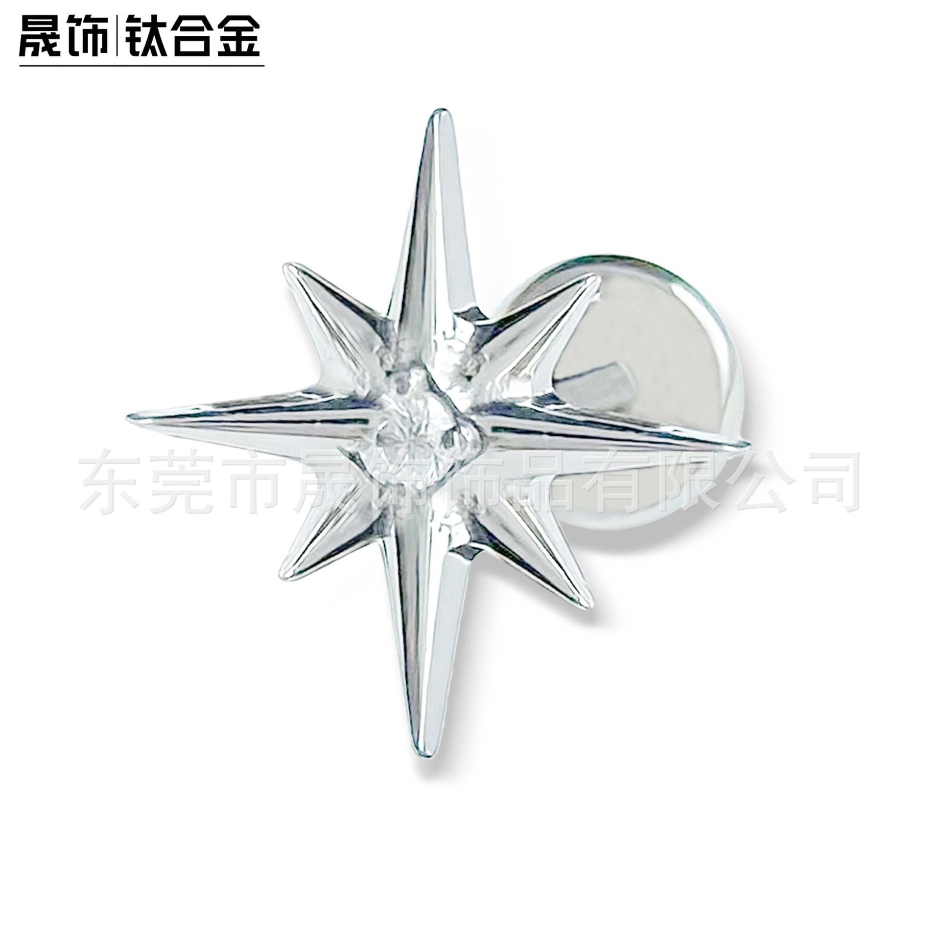 F136 Titanium 八芒 Star Ear Stud Studded Cubic Zirconia 北极 Star Helix Cartilage Stud G23 Implant Grade Titanium Alloy Ear Stud