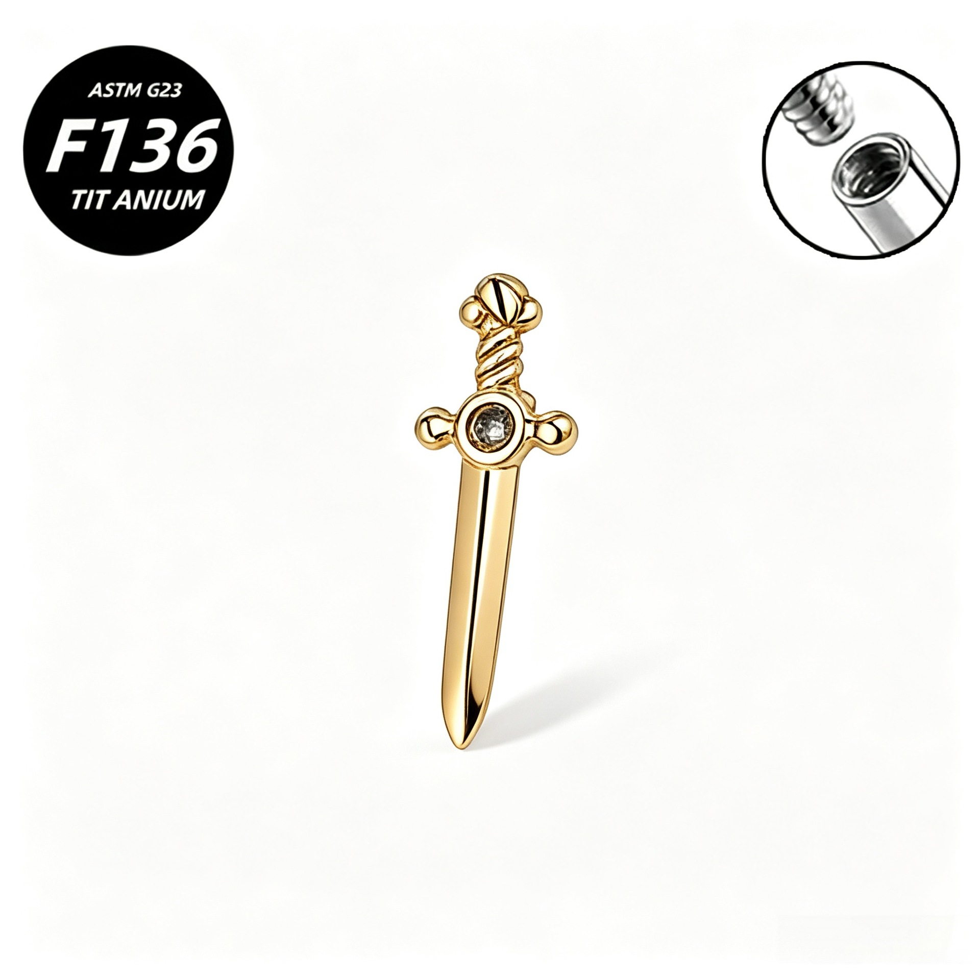 G23 Implant Grade Titanium Ear Stud Labret Stud Flat Back Internal Thread 0.9牙口 Titanium 本色 Helix Cartilage Stud Ear Stud Piercing Jewelry Women
