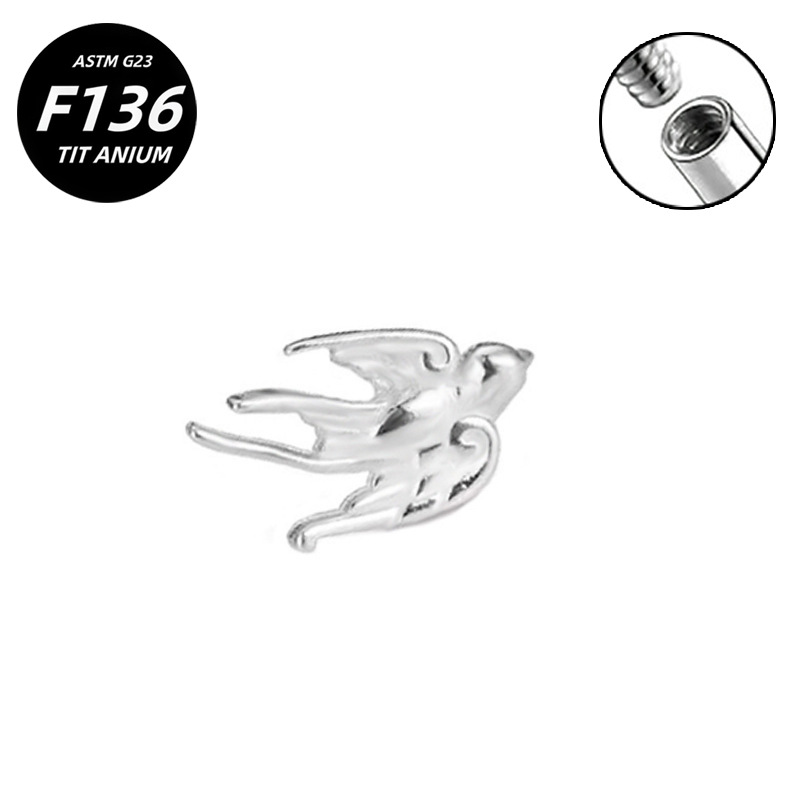 G23 Implant Grade Titanium Ear Stud Labret Stud Flat Back Internal Thread 0.9牙口 Titanium 本色 Helix Cartilage Stud Ear Stud Piercing Jewelry Women