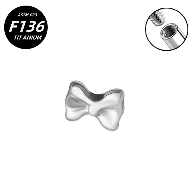 G23 Implant Grade Titanium Ear Stud Labret Stud Flat Back Internal Thread 0.9牙口 Titanium 本色 Helix Cartilage Stud Ear Stud Piercing Jewelry Women