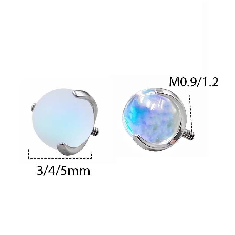 F136 Titanium Alloy 月光石 Tongue Barbell Ear Stud 替换 Jewelry 头G23 Titanium 三 Prong Ball Labret Stud Piercing Accessories