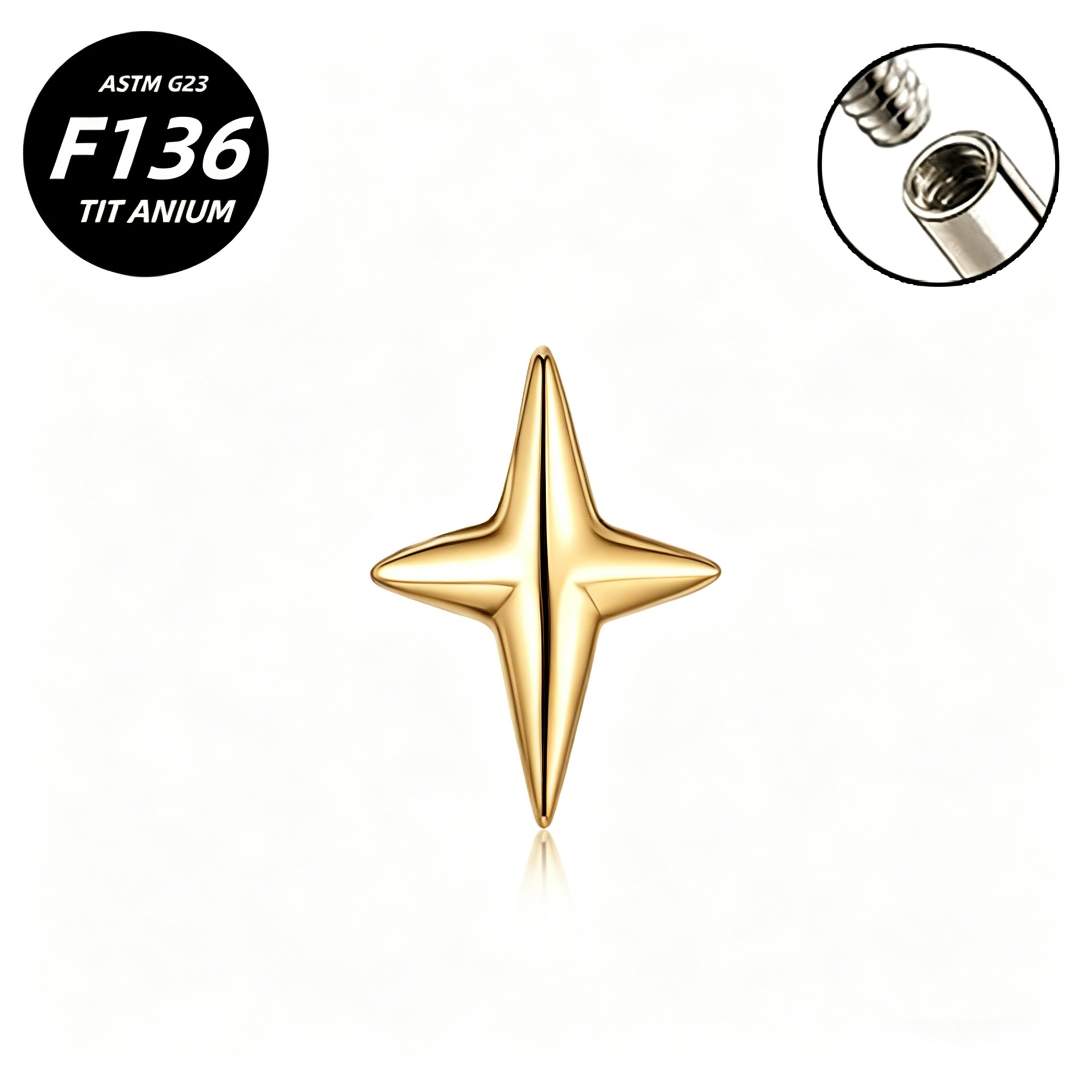 G23 Implant Grade Titanium Ear Stud Labret Stud Flat Back Internal Thread 0.9牙口 Titanium 本色 Helix Cartilage Stud Ear Stud Piercing Jewelry Women