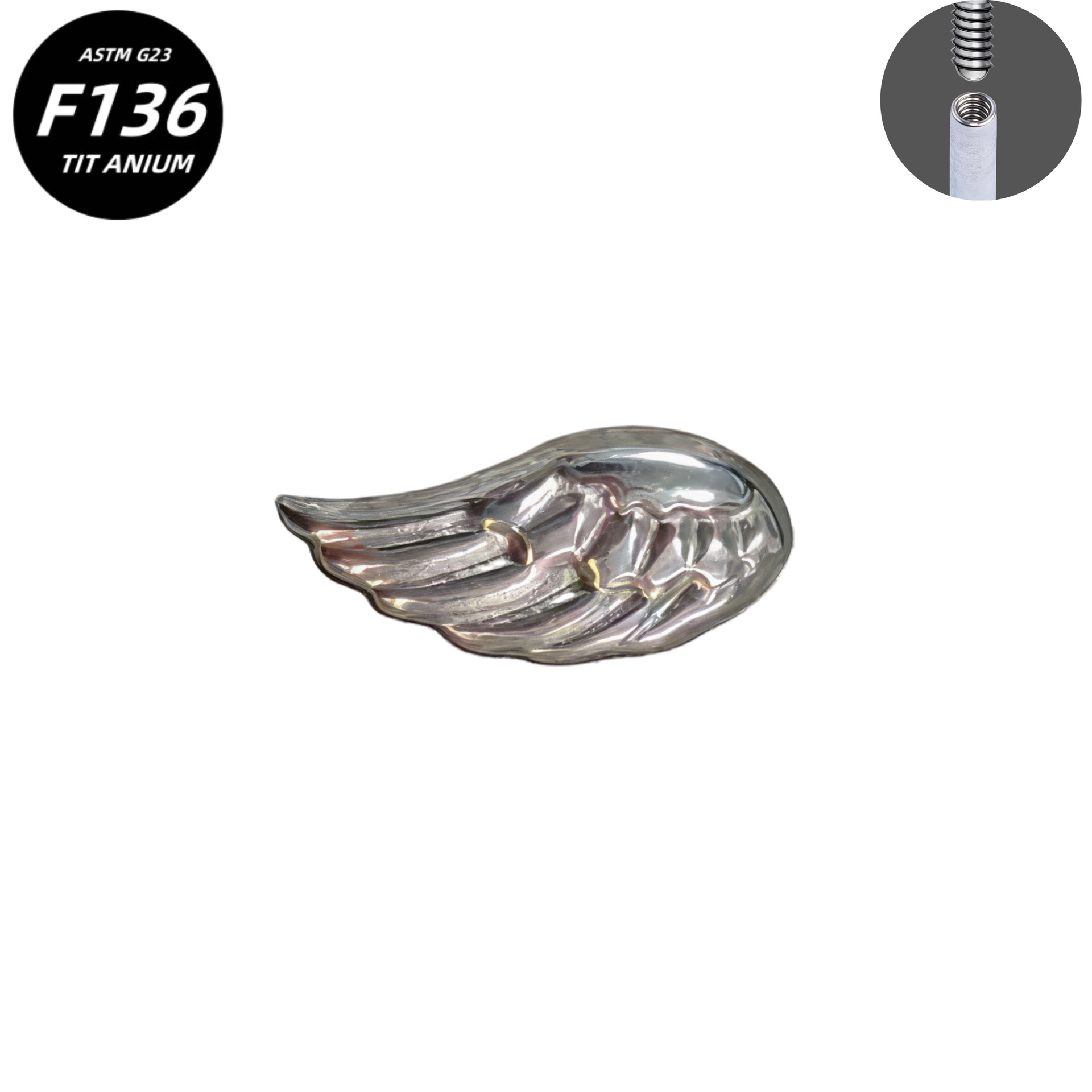 G23 Implant Grade Titanium Ear Stud Labret Stud Flat Back Internal Thread 0.9牙口 Titanium 本色 Helix Cartilage Stud Ear Stud Piercing Jewelry Women