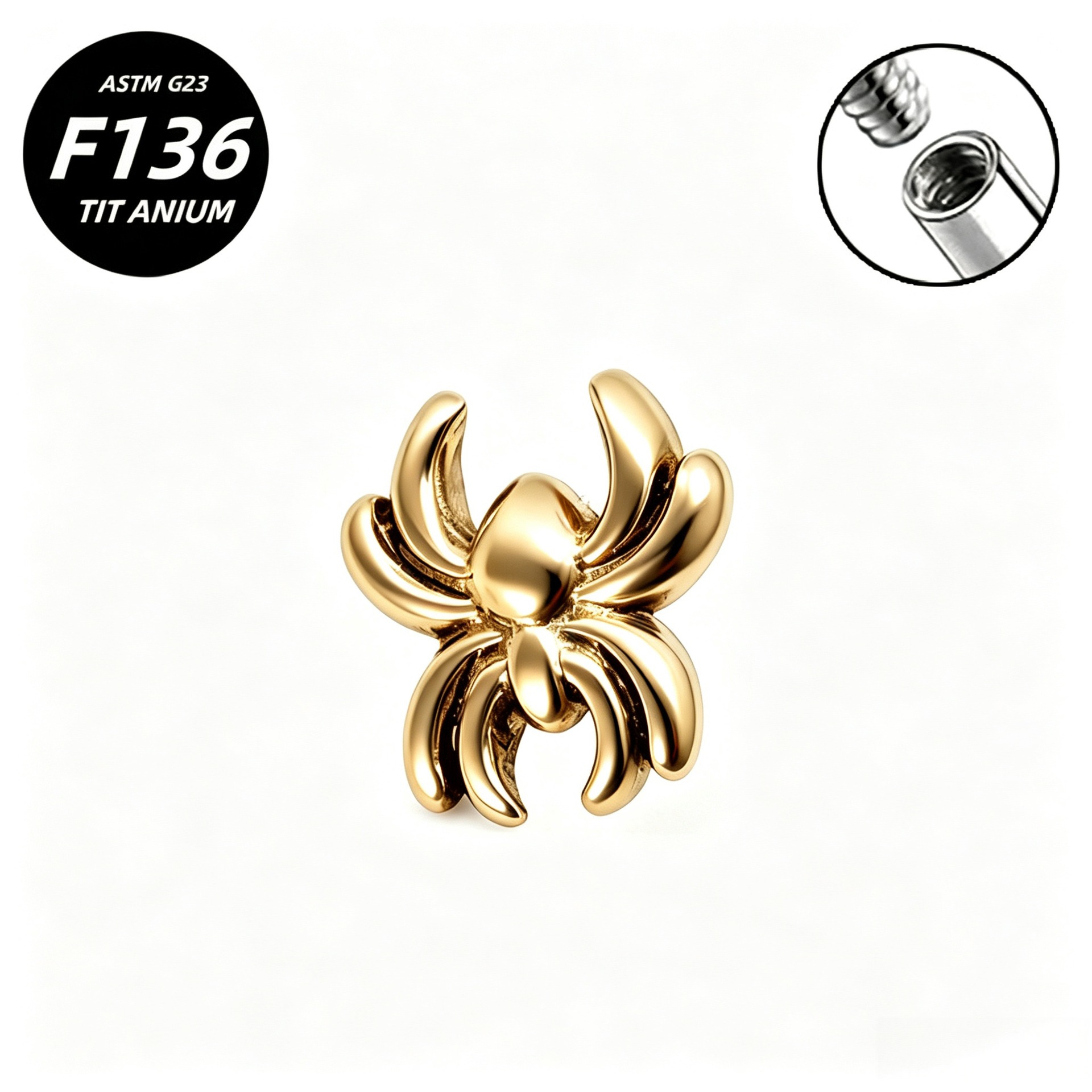 G23 Implant Grade Titanium Ear Stud Labret Stud Flat Back Internal Thread 0.9牙口 Titanium 本色 Helix Cartilage Stud Ear Stud Piercing Jewelry Women