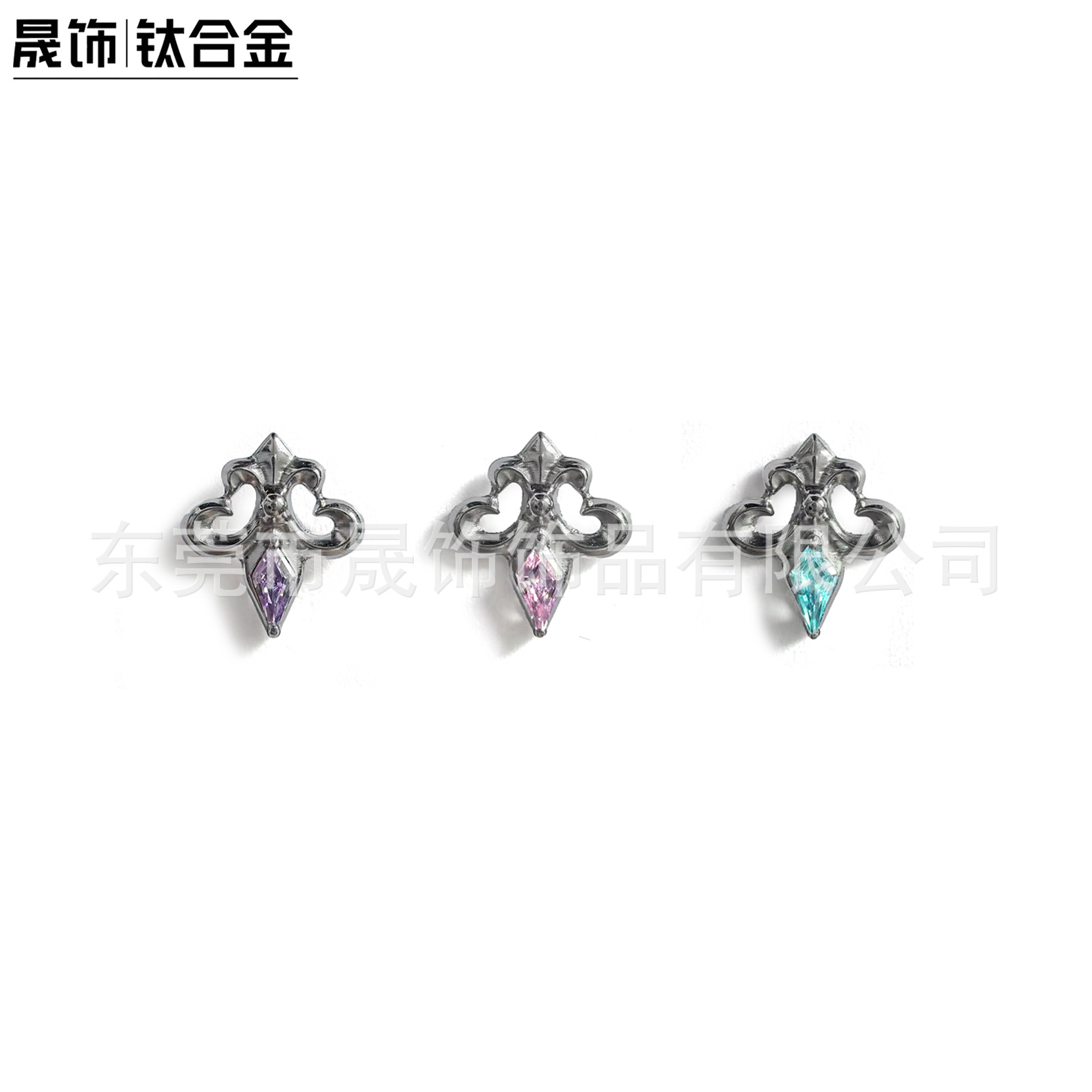 F136 Titanium Alloy 风筝石 Iris Flower Ear Stud G23 Titanium Internal Thread Cubic Zirconia Labret Stud Tongue Barbell 穿孔 Jewelry 头