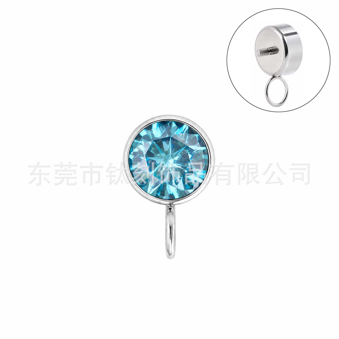 F136 Titanium Alloy 圆 Zirconia 杯 Ear Stud Pendant Double 头 Ring 0.9牙 Internal Thread 人体 Piercing Jewelry