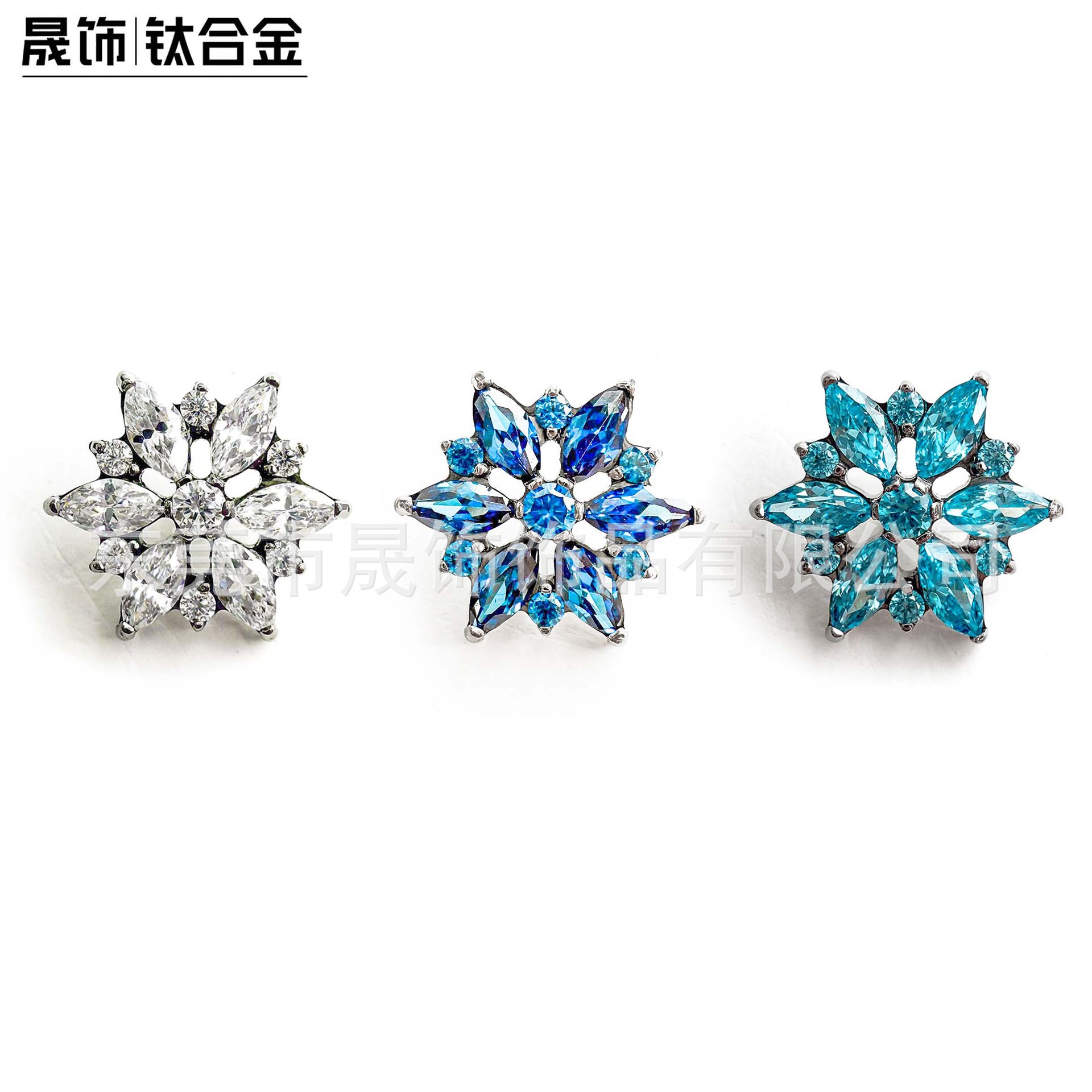 F136 Titanium Ear Stud 雪 Flower 型 Studded Cubic Zirconia Labret Stud Helix Cartilage Stud G23 Implant Grade Titanium 人体 Piercing Jewelry Accessories 头