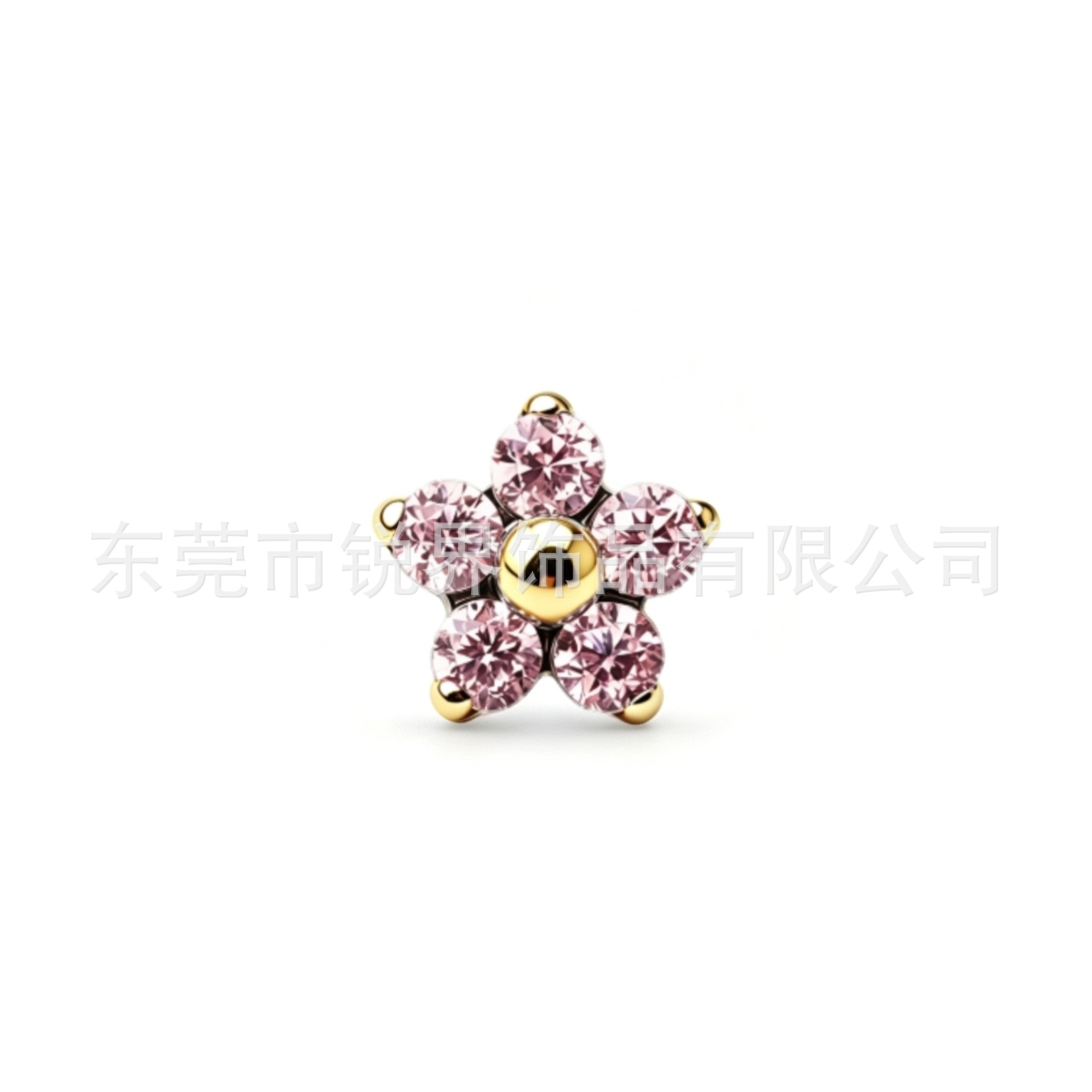 F136 Titanium Alloy 超闪 Cubic Zirconia 五瓣小梅 Flower Ear Stud Internal Thread Labret Stud Nose Stud Helix Cartilage Stud Piercing Jewelry