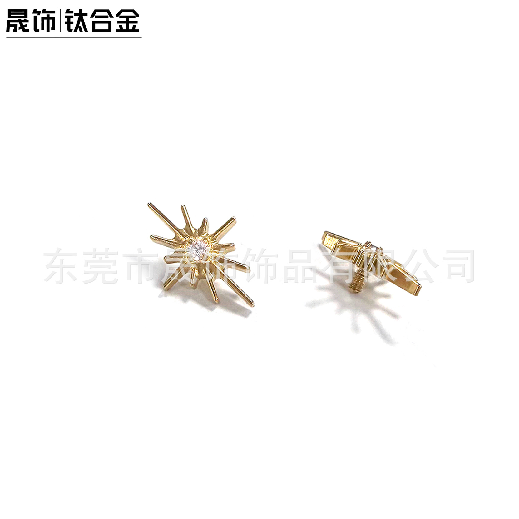F136 Titanium Alloy Gold Plated 放射 Star Ear Stud Studded 5A Cubic Zirconia Helix Cartilage Stud G23 Titanium Internal Thread Piercing Jewelry 头