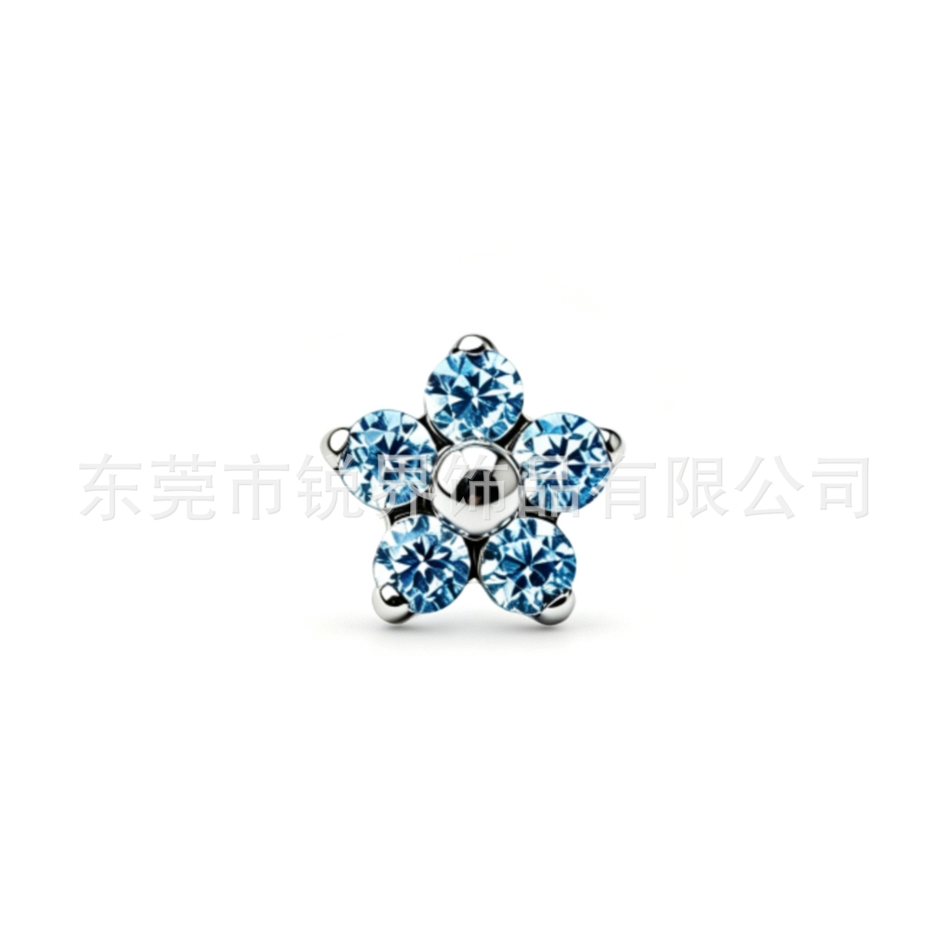 F136 Titanium Alloy 超闪 Cubic Zirconia 五瓣小梅 Flower Ear Stud Internal Thread Labret Stud Nose Stud Helix Cartilage Stud Piercing Jewelry