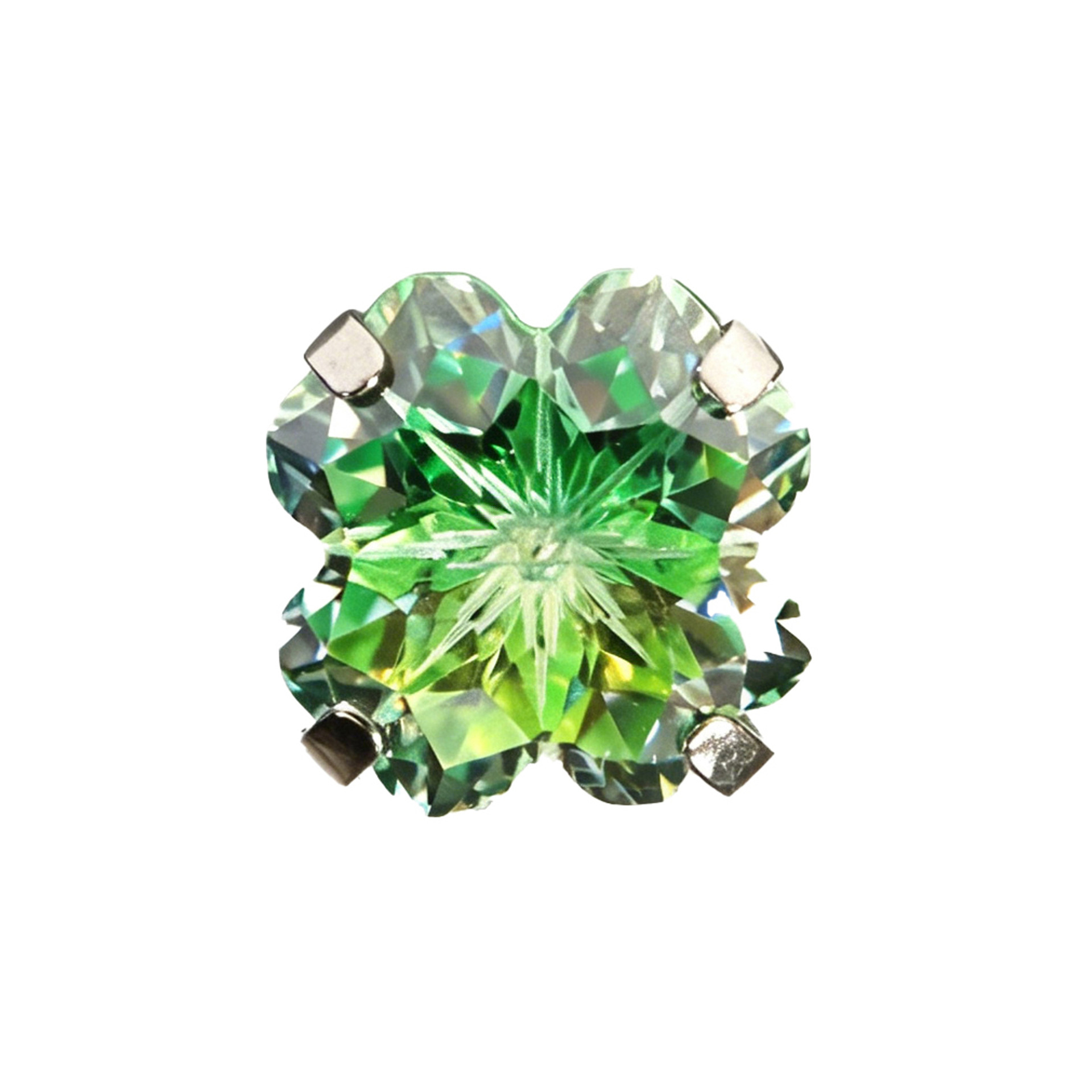 F136 Titanium Alloy 四叶草 Cubic Zirconia Ear Stud 圆底 Prong Studded 渐变G23 Ear Stud Helix Cartilage Stud Ear 蜗钉穿孔