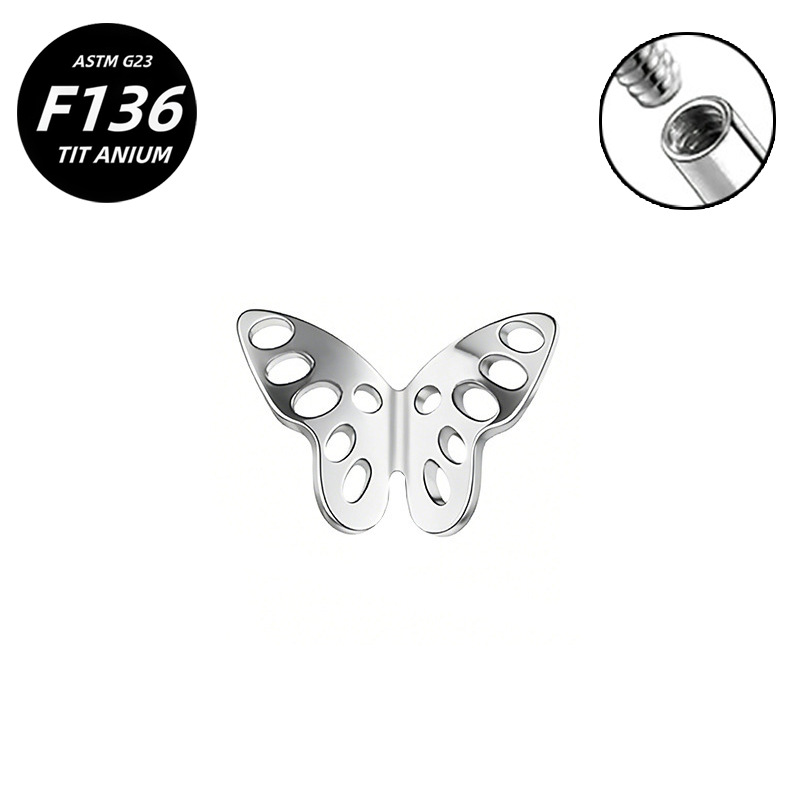 G23 Implant Grade Titanium Ear Stud Labret Stud Flat Back Internal Thread 0.9牙口 Titanium 本色 Helix Cartilage Stud Ear Stud Piercing Jewelry Women