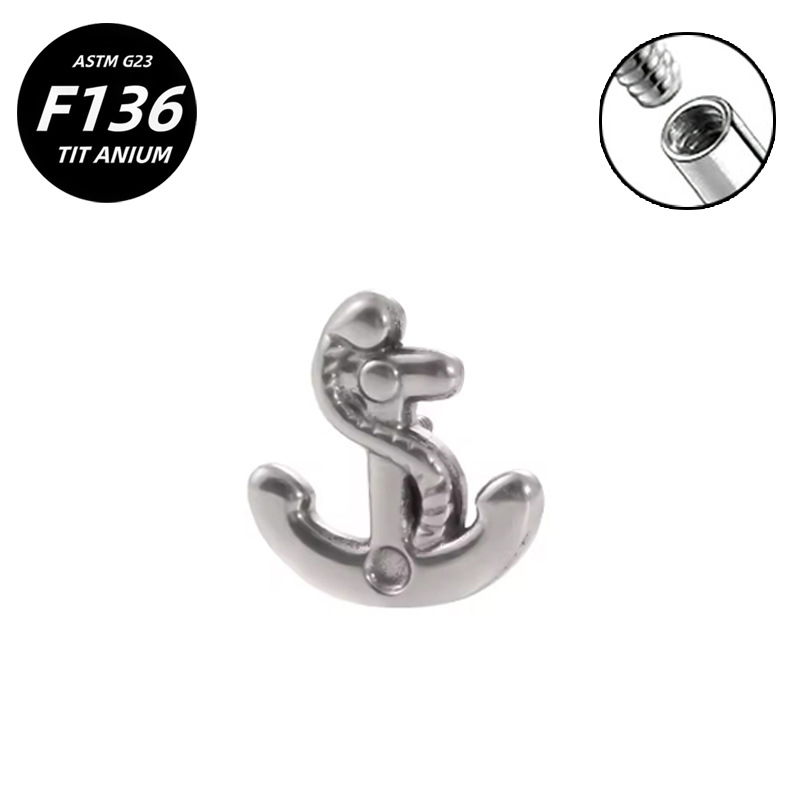 G23 Implant Grade Titanium Ear Stud Labret Stud Flat Back Internal Thread 0.9牙口 Titanium 本色 Helix Cartilage Stud Ear Stud Piercing Jewelry Women
