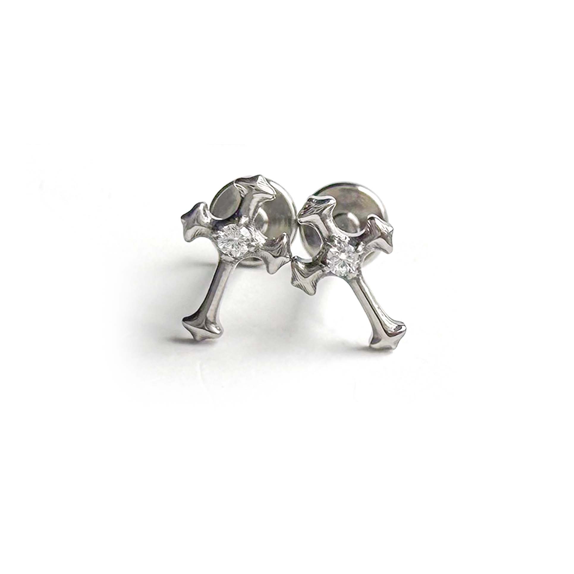 F136 Titanium Chrome Heart Cross Ear Stud Helix Cartilage Piercing