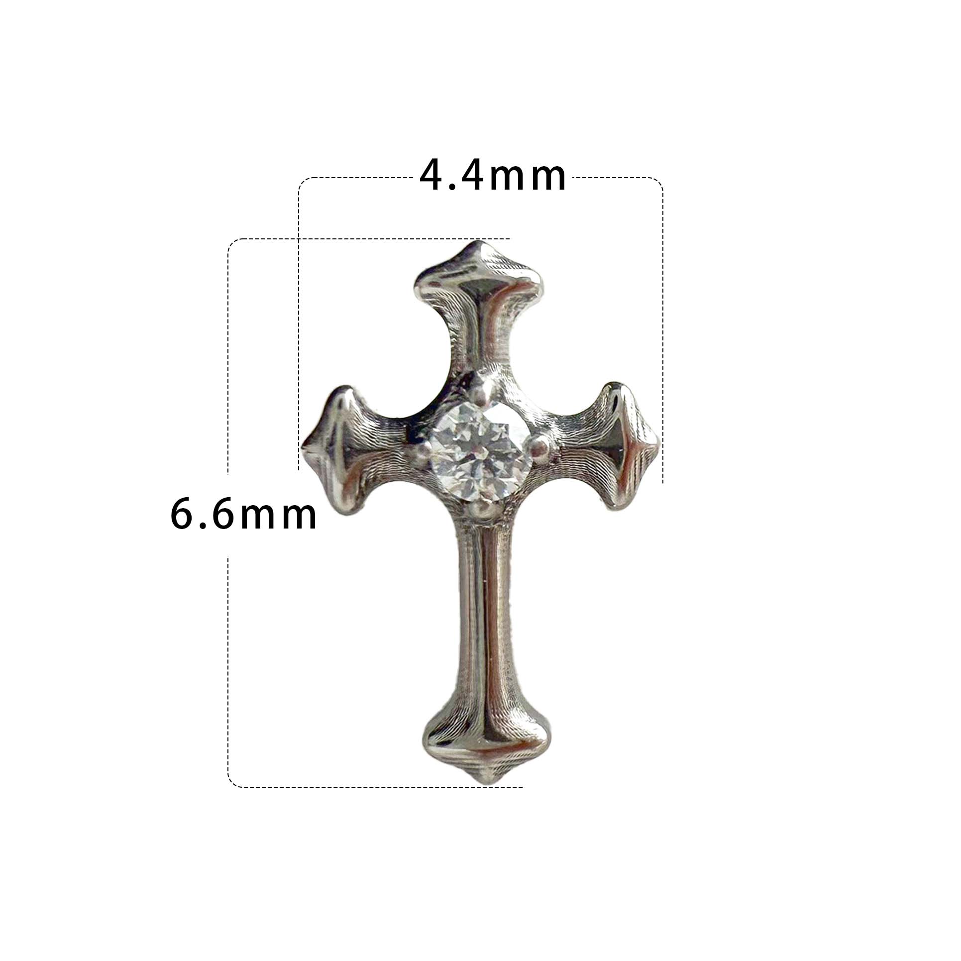 F136 Titanium Chrome Heart Cross Ear Stud Helix Cartilage Piercing