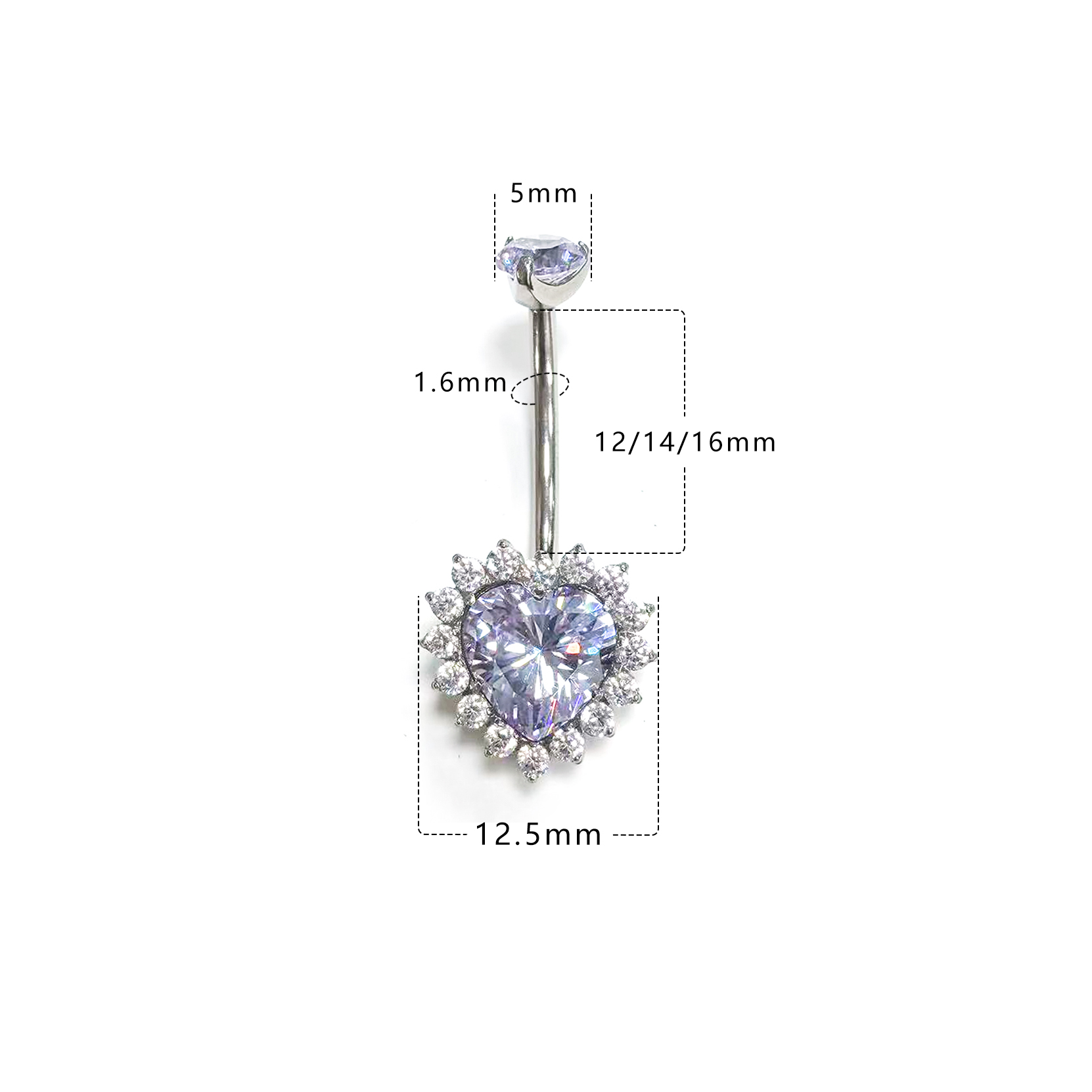 F136 Titanium Heart Navel Ring Belly Button Piercing