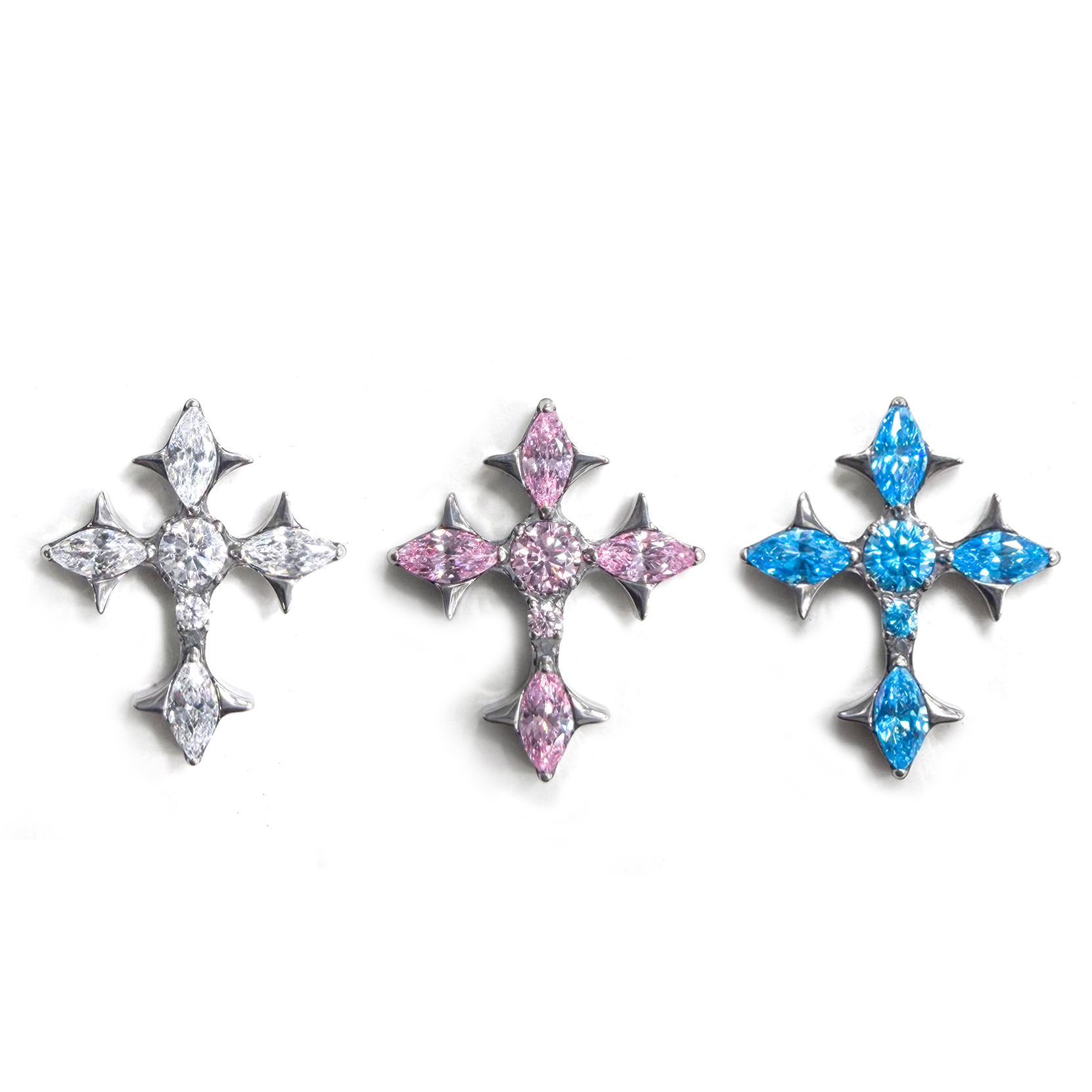 F136 Titanium Long Iris Cross Ear Stud Helix Cartilage Piercing