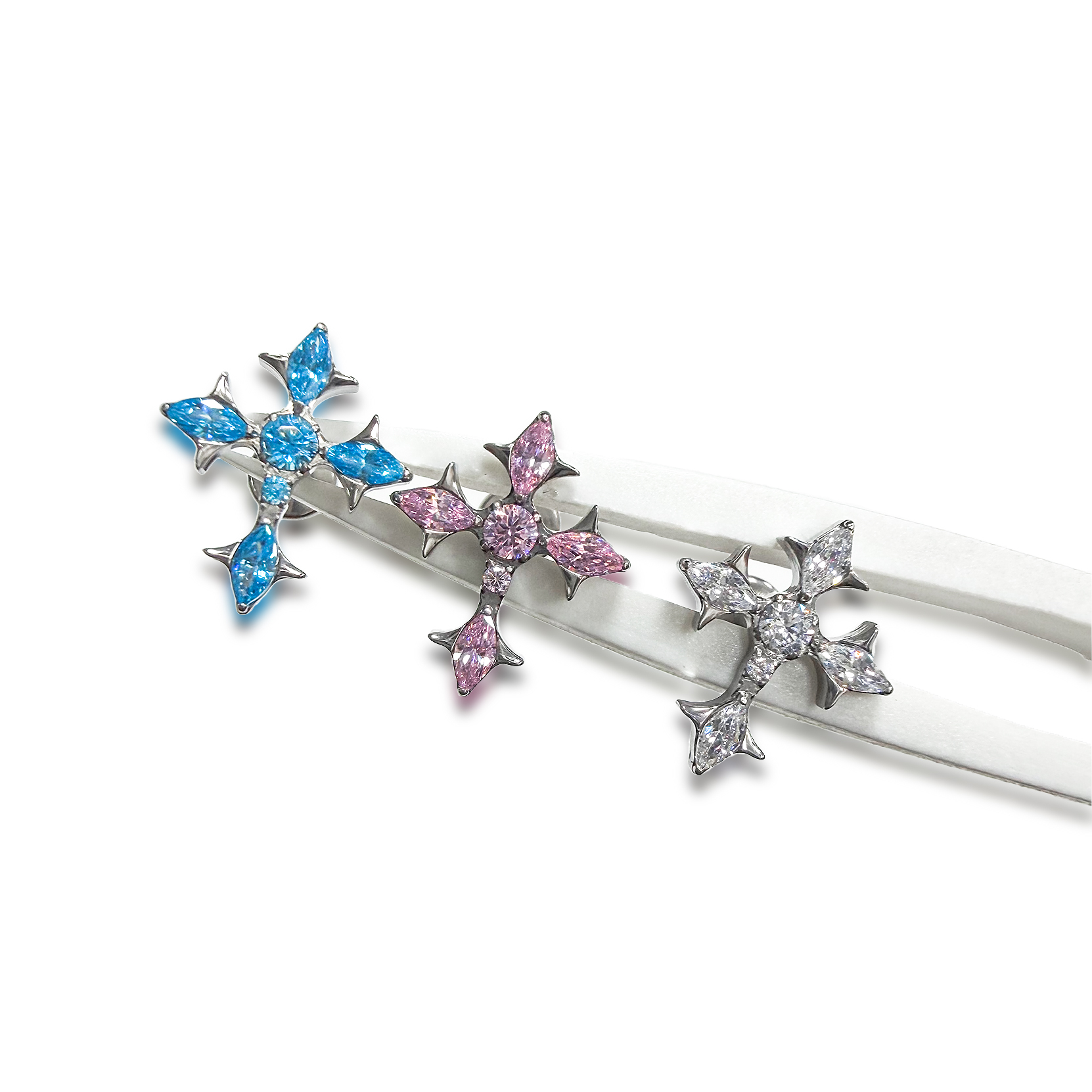 F136 Titanium Long Iris Cross Ear Stud Helix Cartilage Piercing