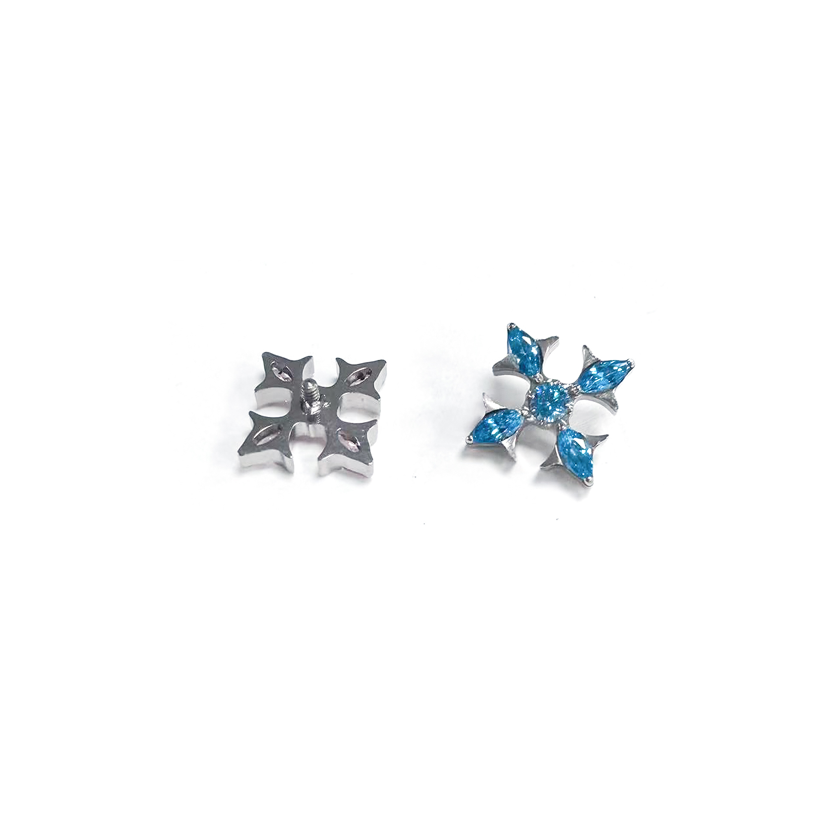 F136 Titanium Long Iris Cross Ear Stud Helix Cartilage Piercing