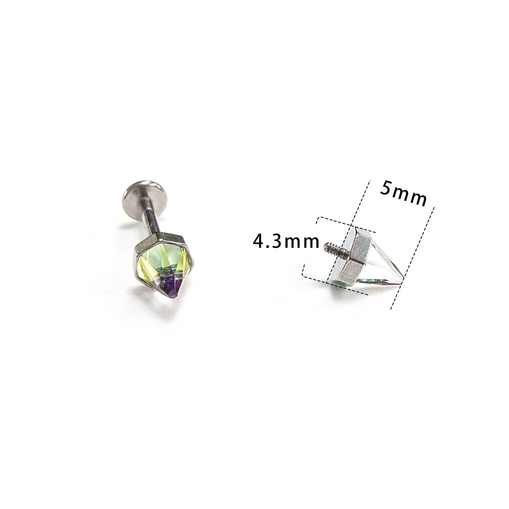 F136 Titanium CZ Spike Cone Ear Stud Helix Cartilage Piercing