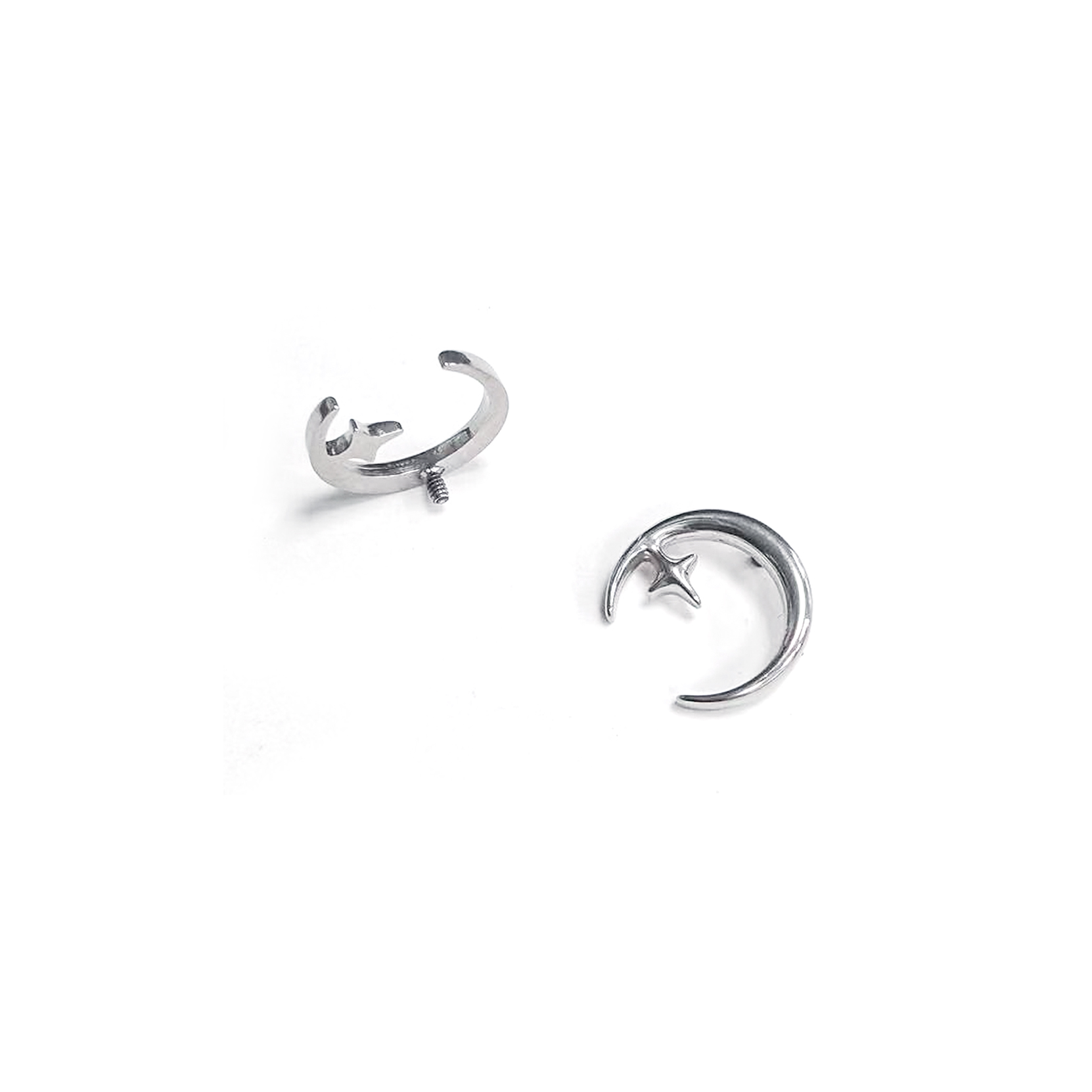 F136 Titanium Crescent Moon Ear Stud Helix Cartilage Piercing