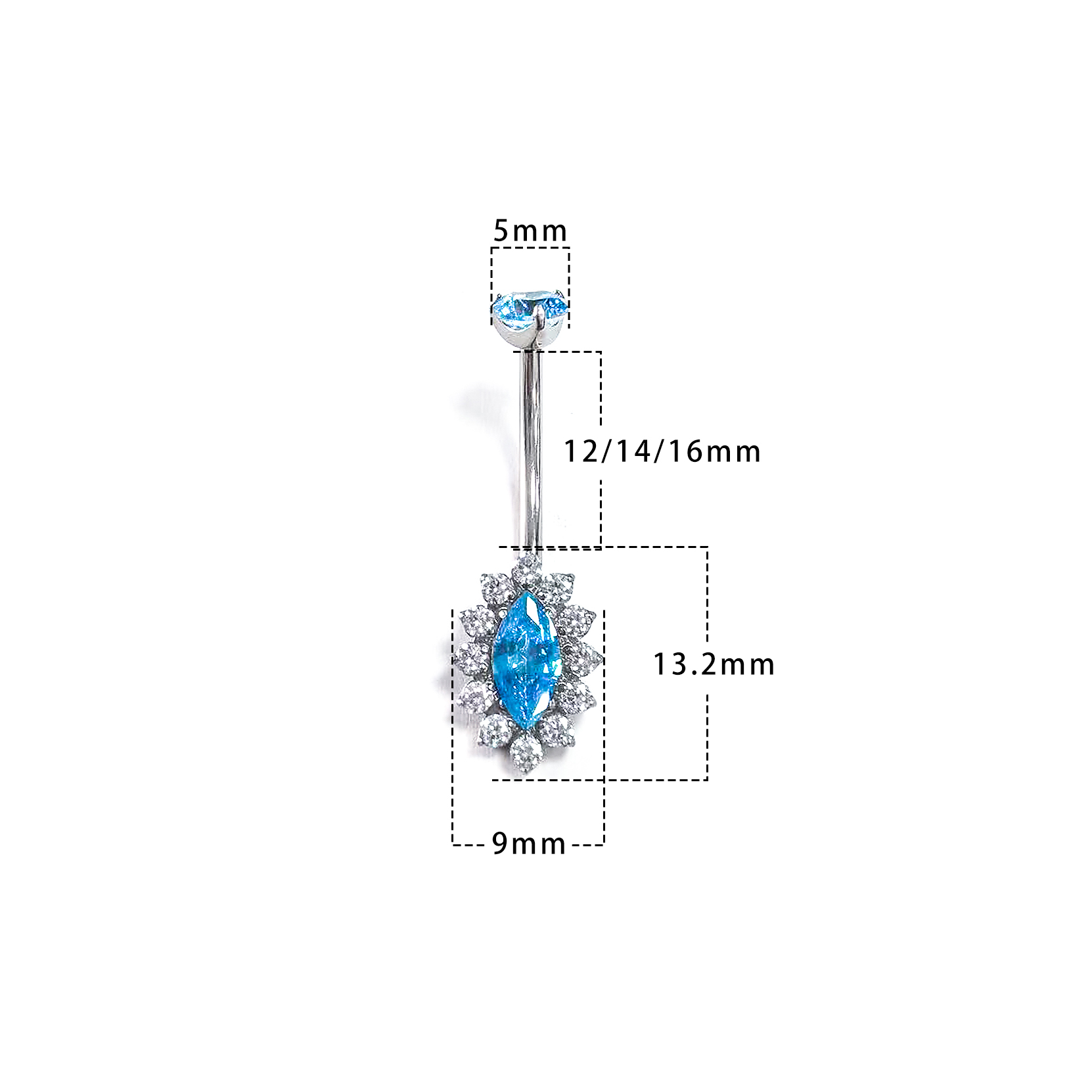 F136 Titanium Marquise Navel Ring Belly Button Piercing
