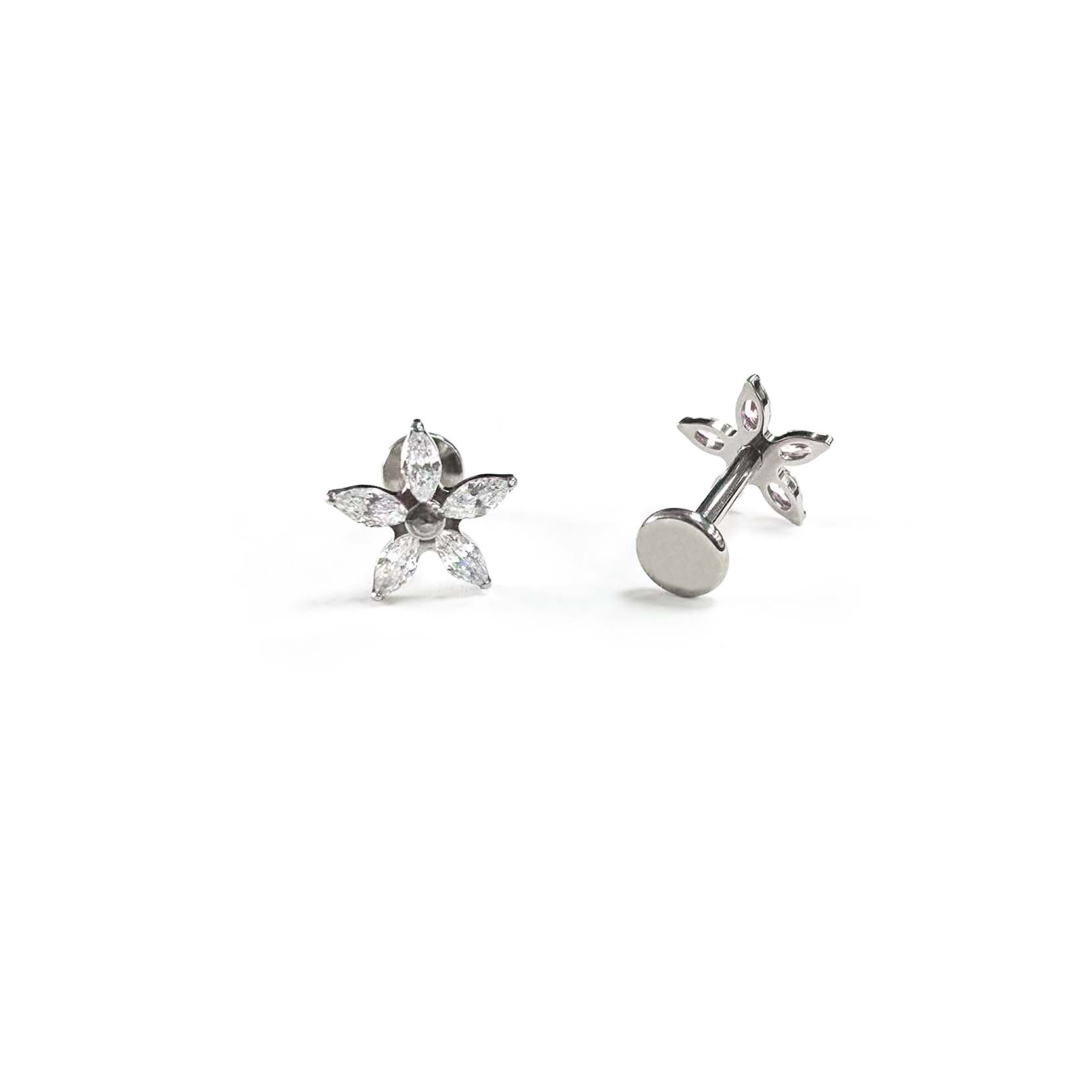 F136 Titanium Marquise Flower Ear Stud Helix Cartilage Piercing