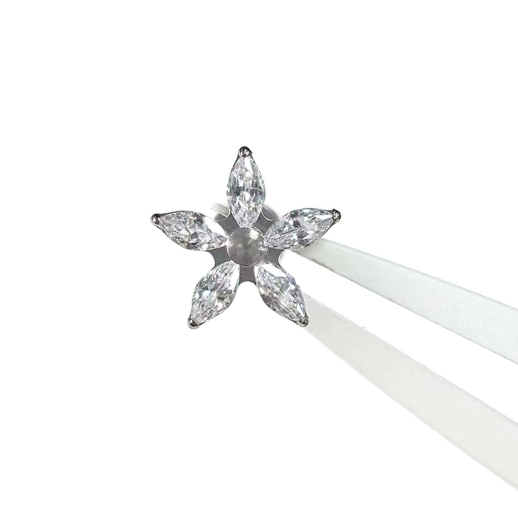F136 Titanium Marquise Flower Ear Stud Helix Cartilage Piercing