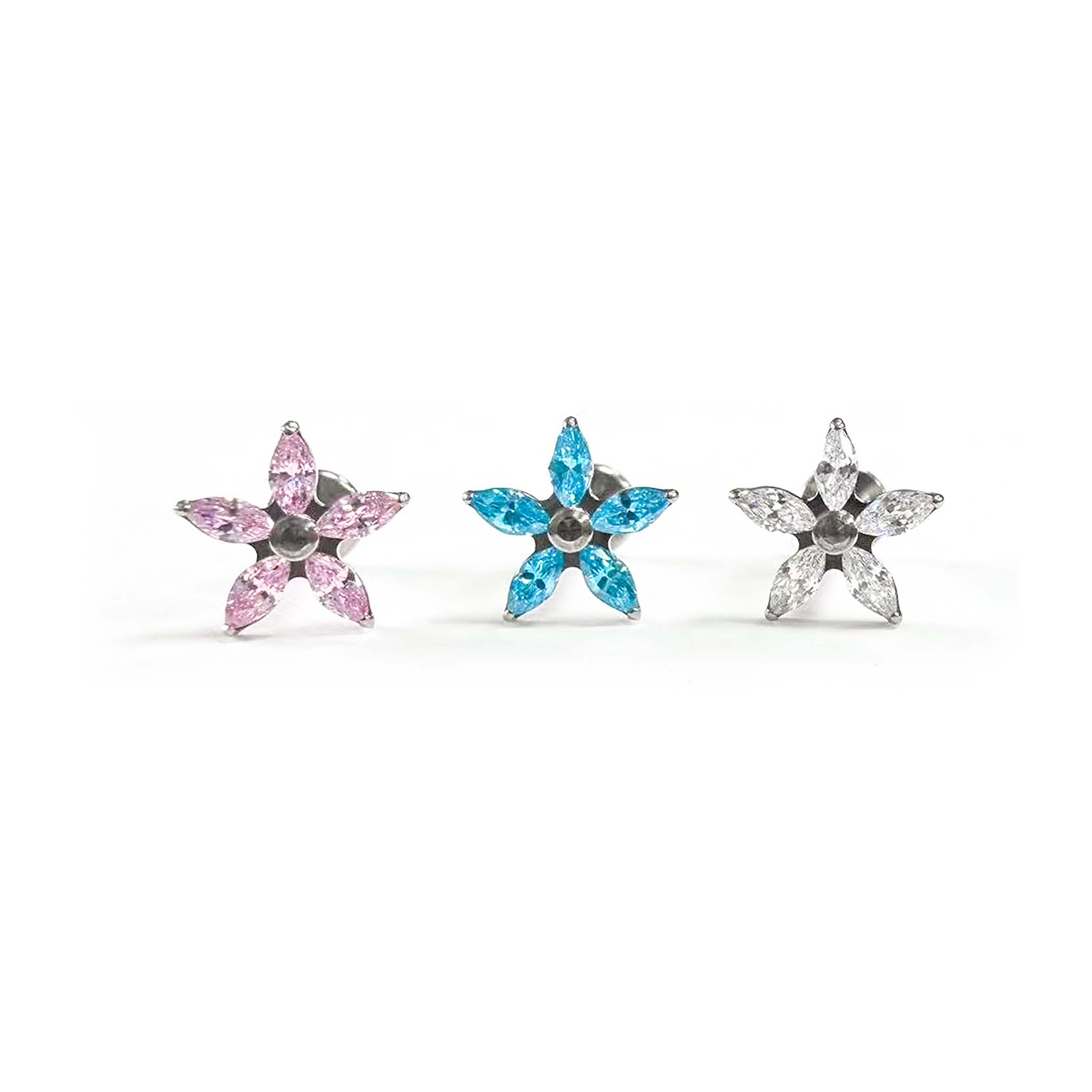 F136 Titanium Marquise Flower Ear Stud Helix Cartilage Piercing