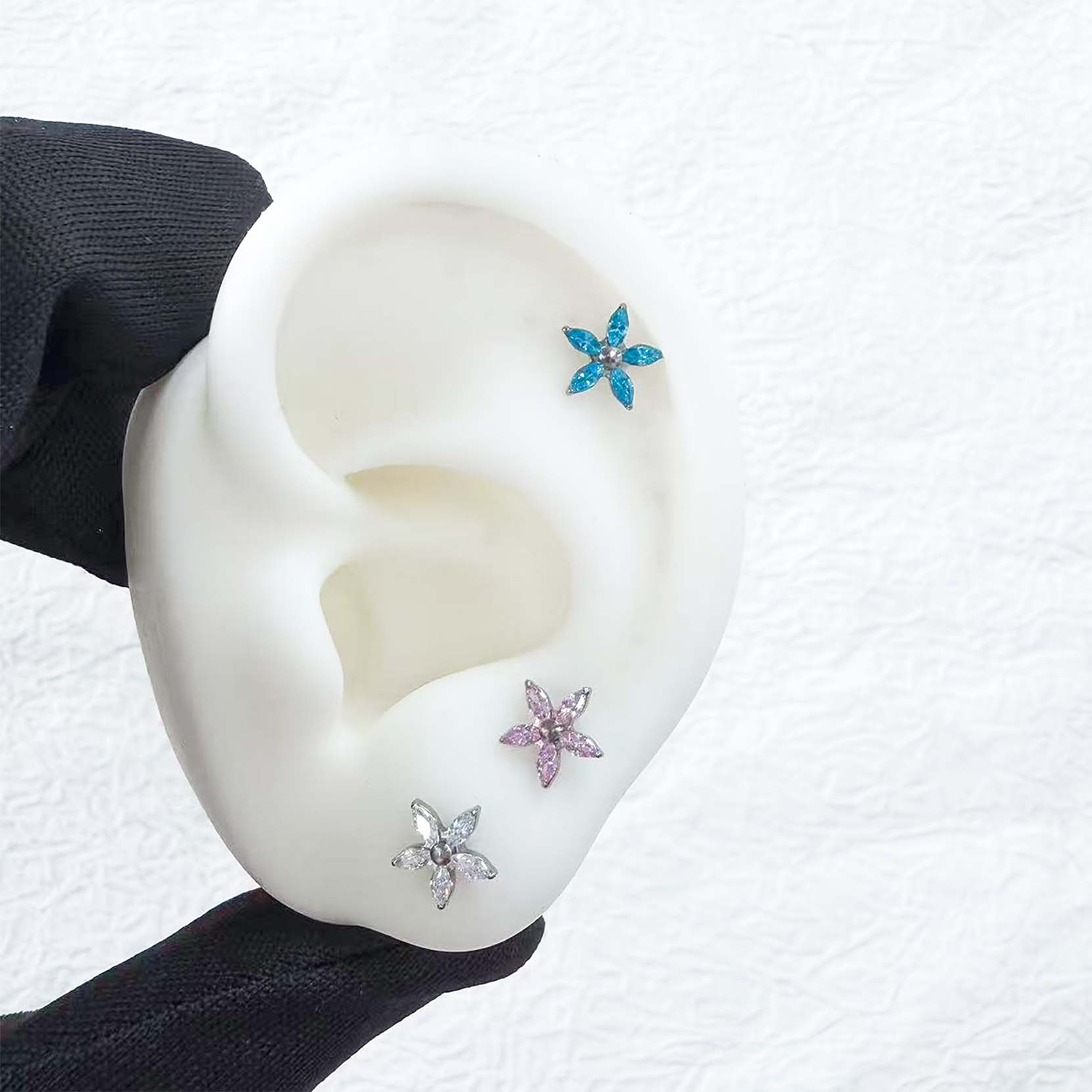 F136 Titanium Marquise Flower Ear Stud Helix Cartilage Piercing