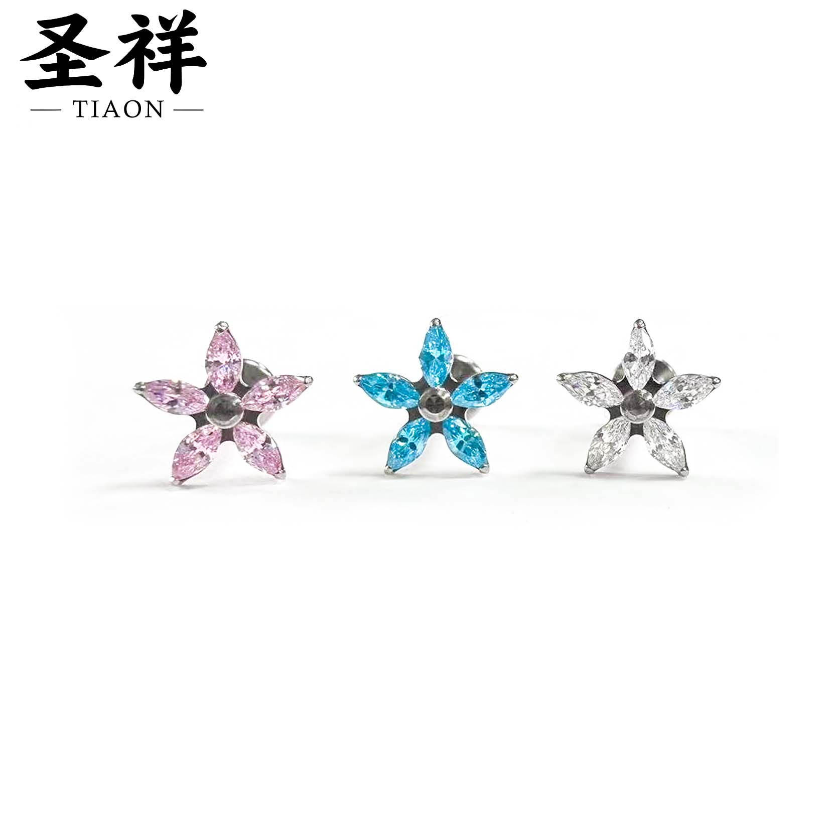 F136 Titanium Marquise Flower Ear Stud Helix Cartilage Piercing