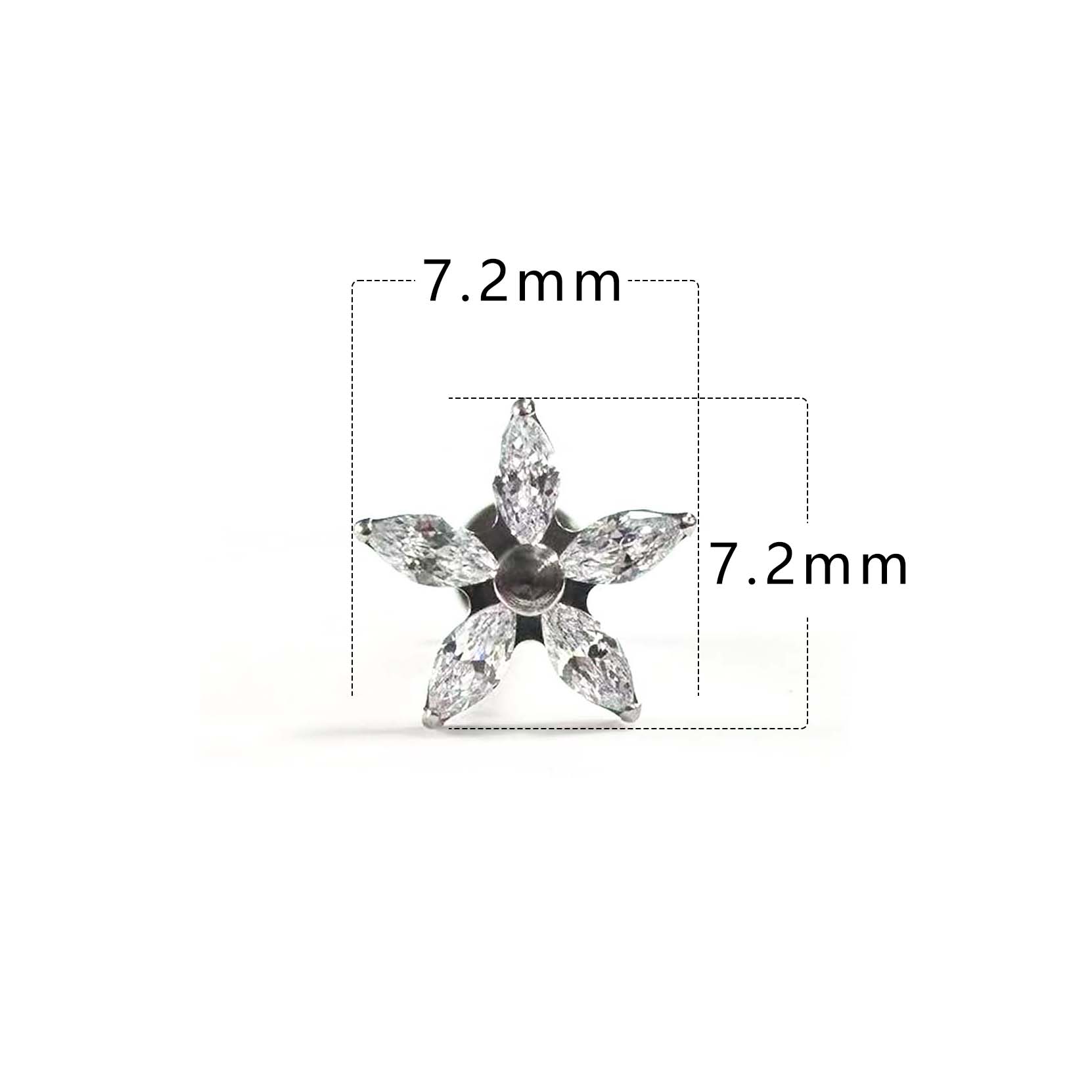 F136 Titanium Marquise Flower Ear Stud Helix Cartilage Piercing