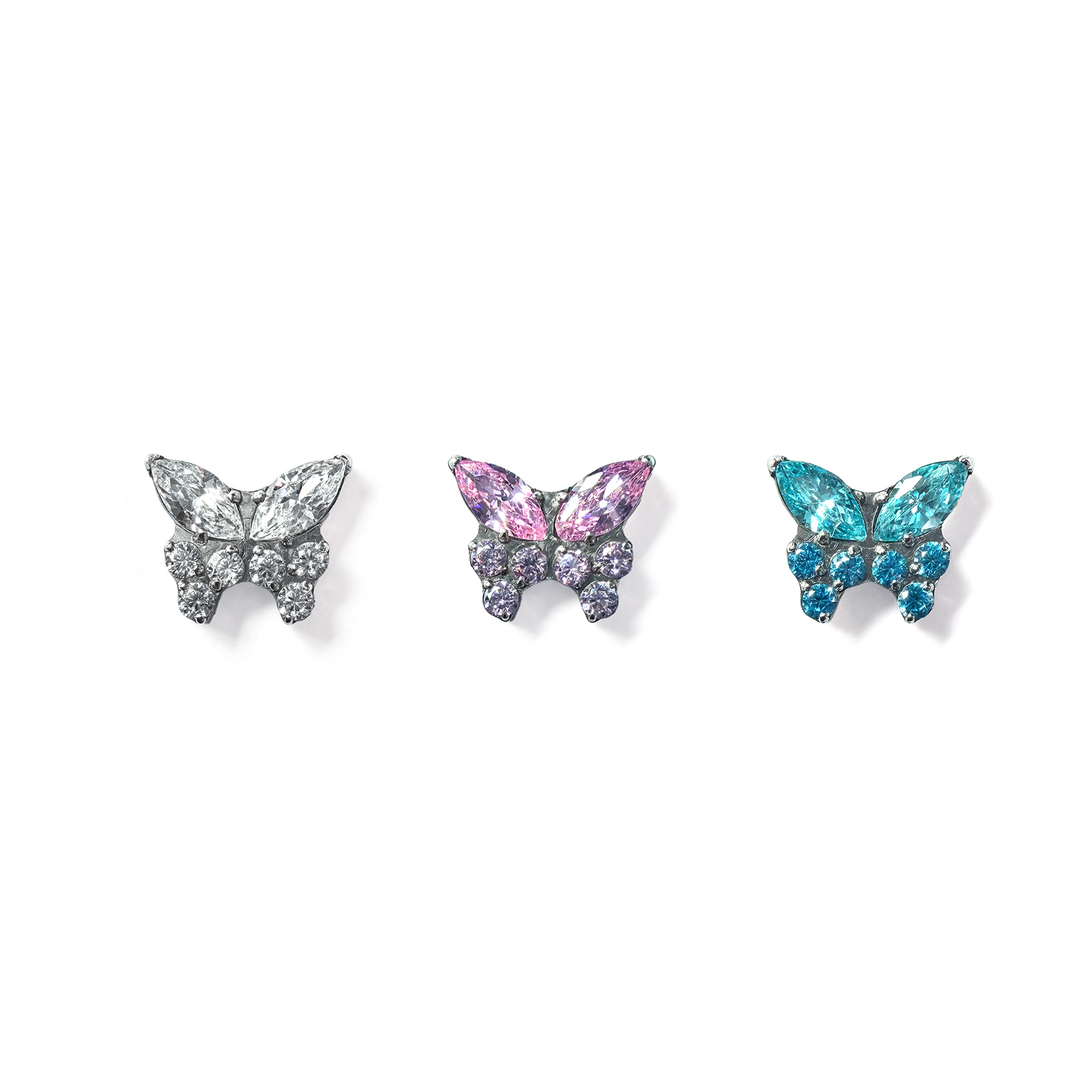 F136 Titanium Paved Butterfly Ear Stud Helix Cartilage Piercing