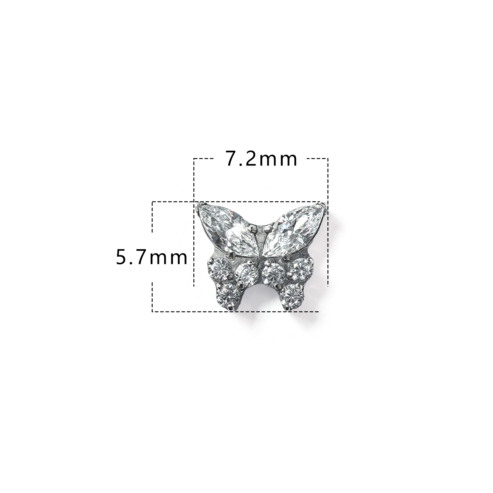 F136 Titanium Paved Butterfly Ear Stud Helix Cartilage Piercing