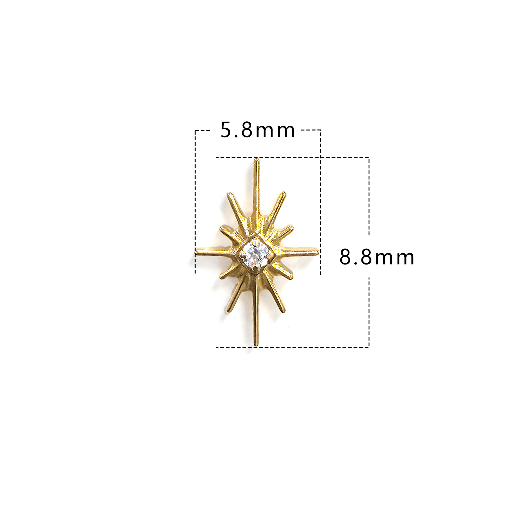 F136 Titanium Radiant Starburst Ear Stud Helix Cartilage Piercing