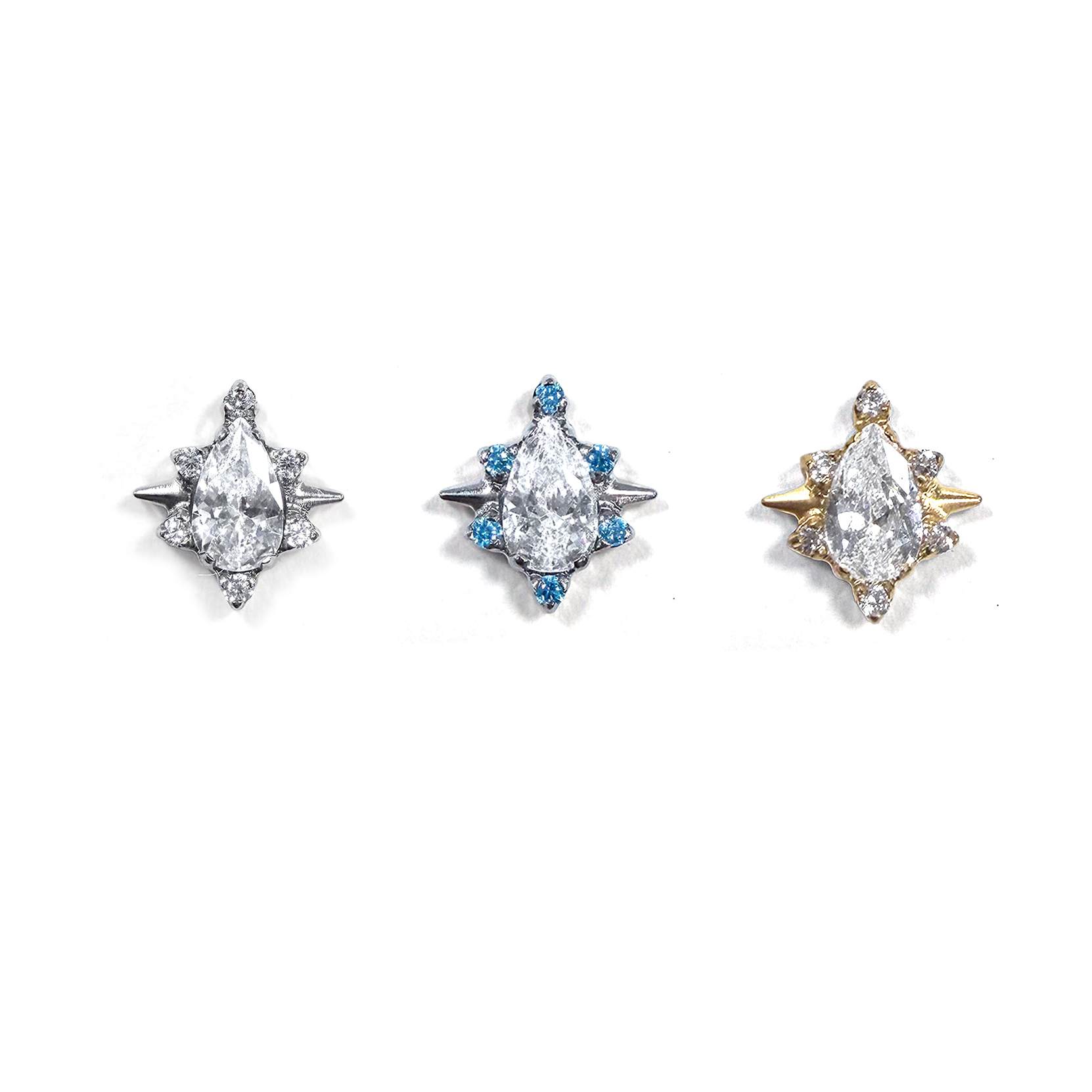 F136 Titanium Teardrop Starburst Ear Stud Helix Cartilage Piercing