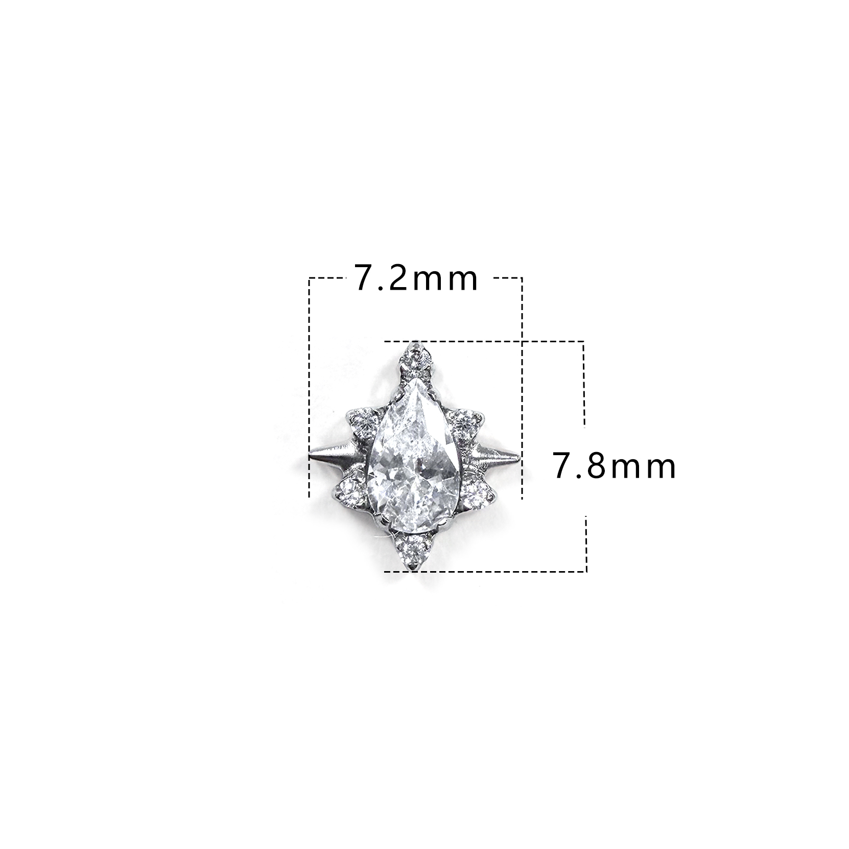 F136 Titanium Teardrop Starburst Ear Stud Helix Cartilage Piercing