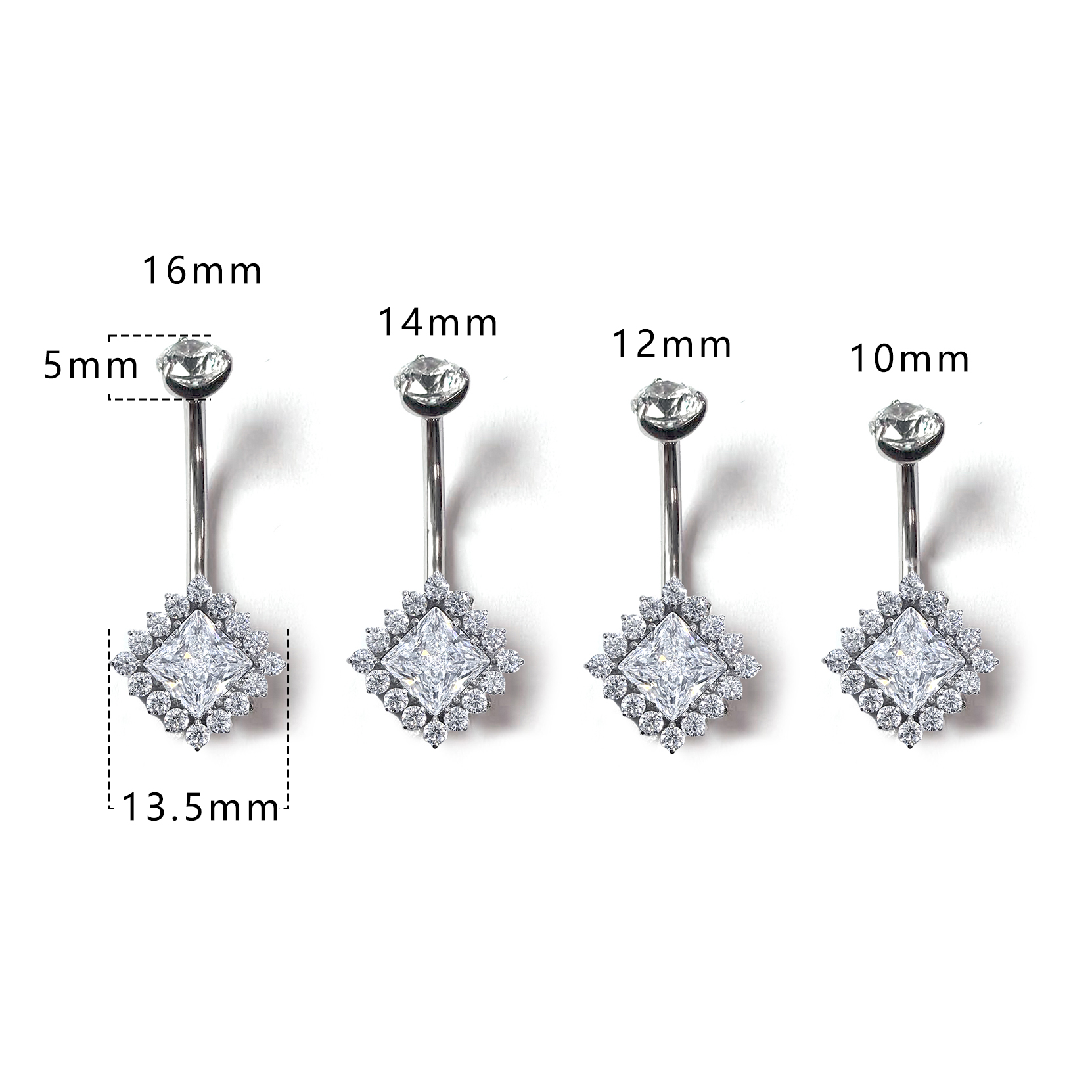 F136 Titanium Square Navel Ring Belly Button Piercing