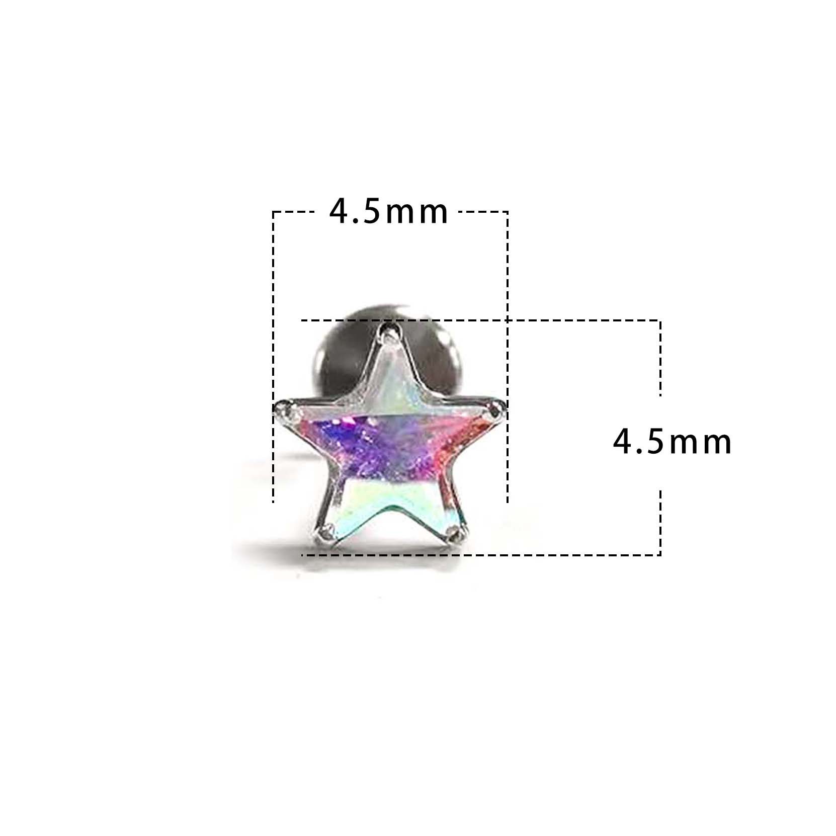 F136 Titanium Paved Star Ear Stud Helix Cartilage Piercing