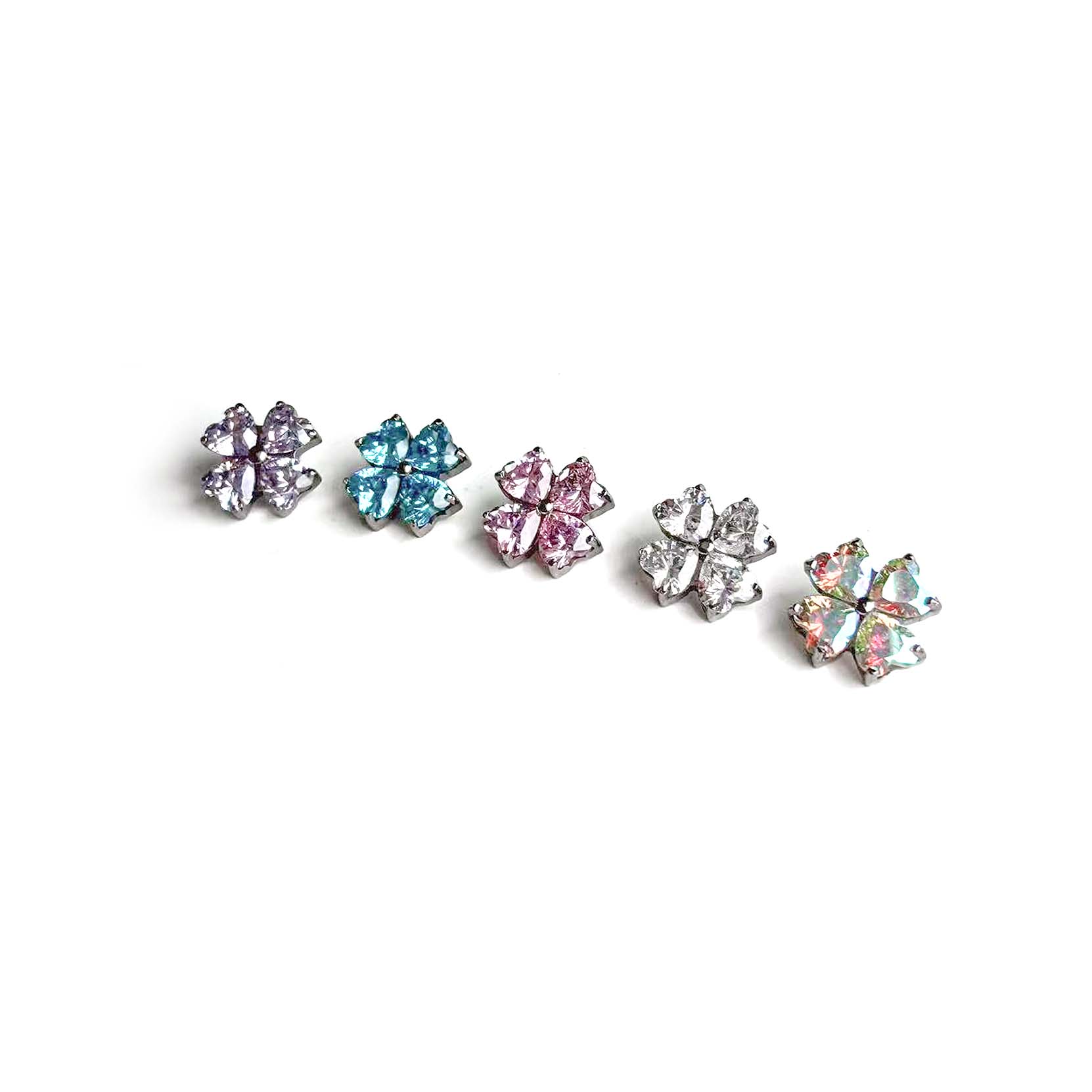 F136 Titanium Heart Clover Ear Stud Helix Cartilage Piercing