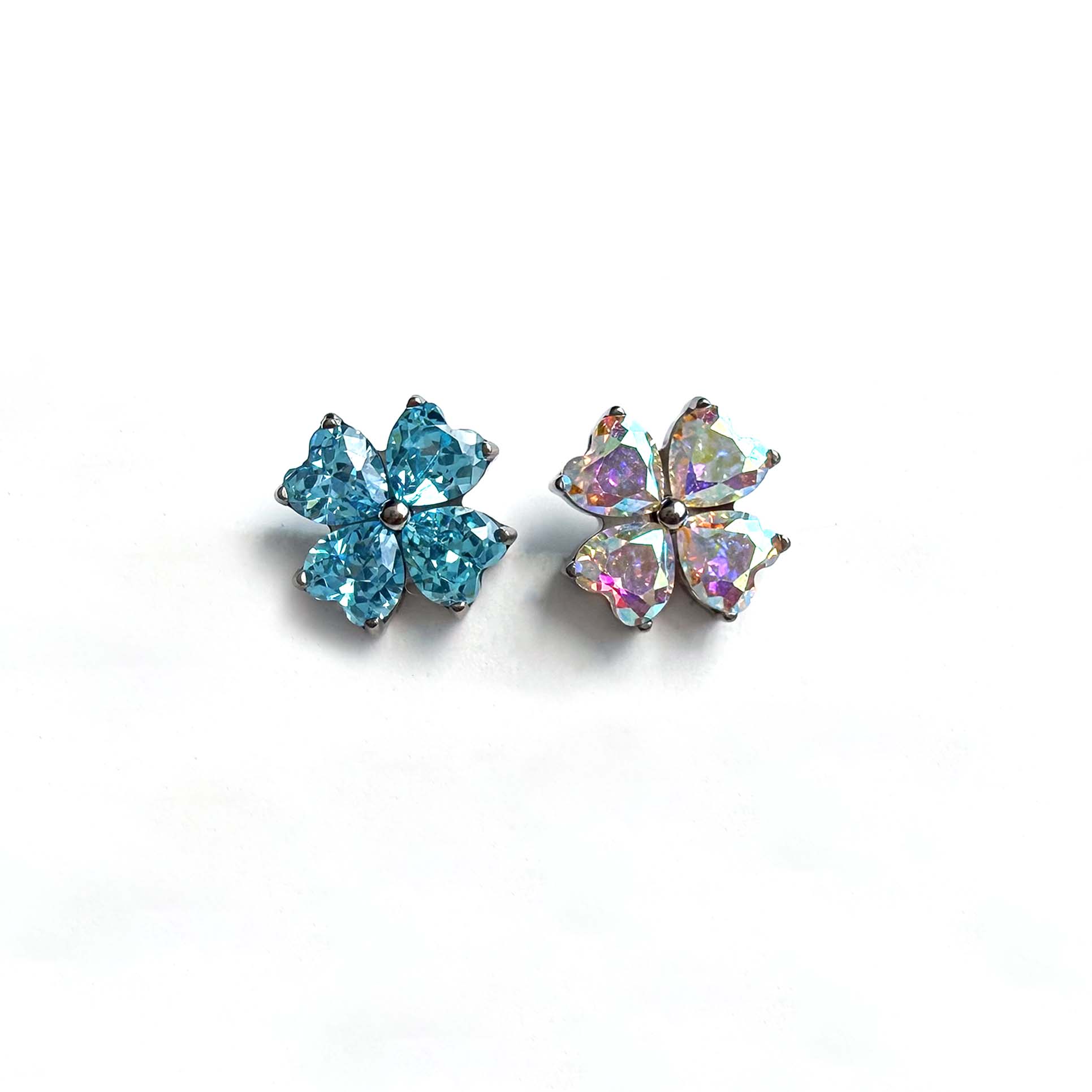 F136 Titanium Heart Clover Ear Stud Helix Cartilage Piercing