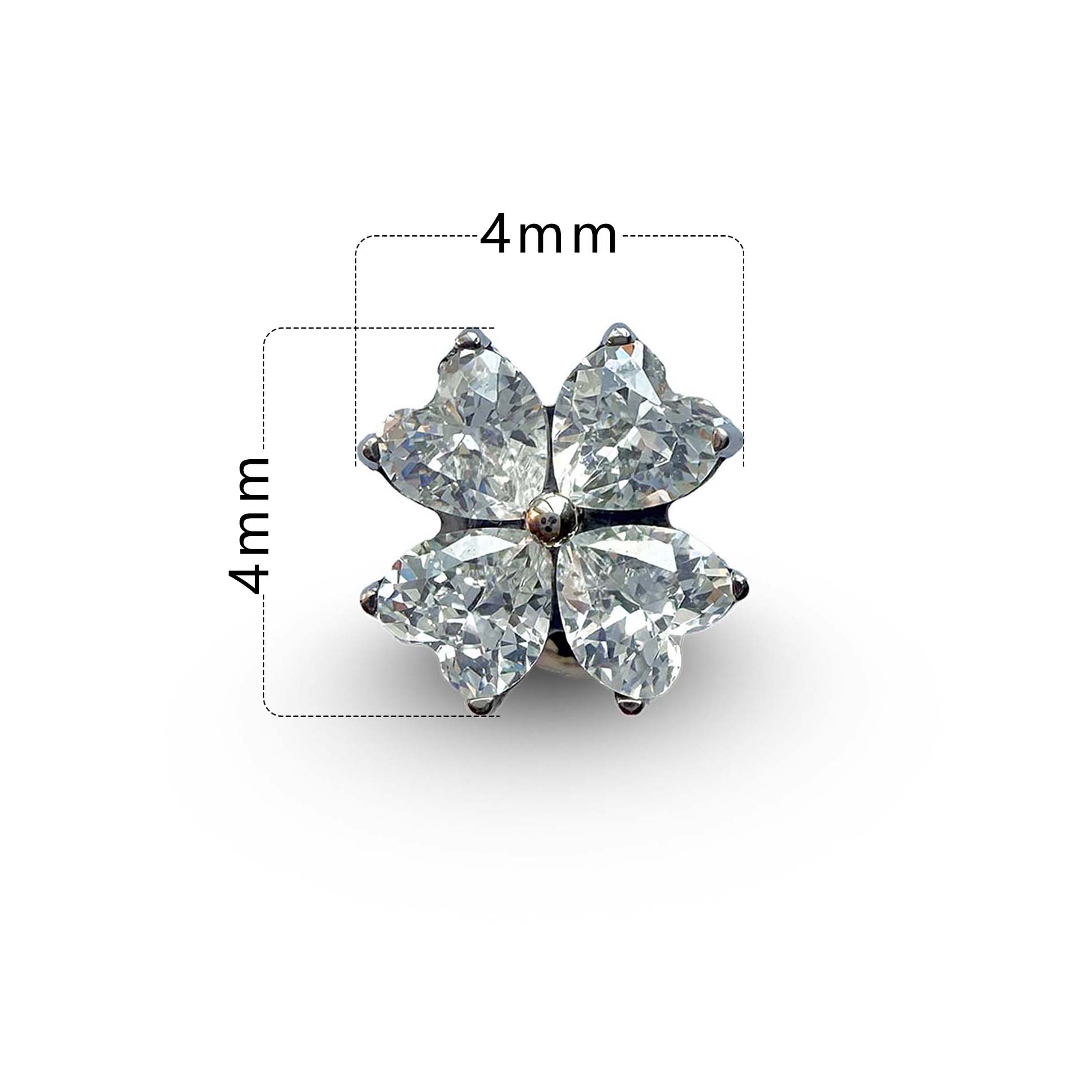 F136 Titanium Heart Clover Ear Stud Helix Cartilage Piercing