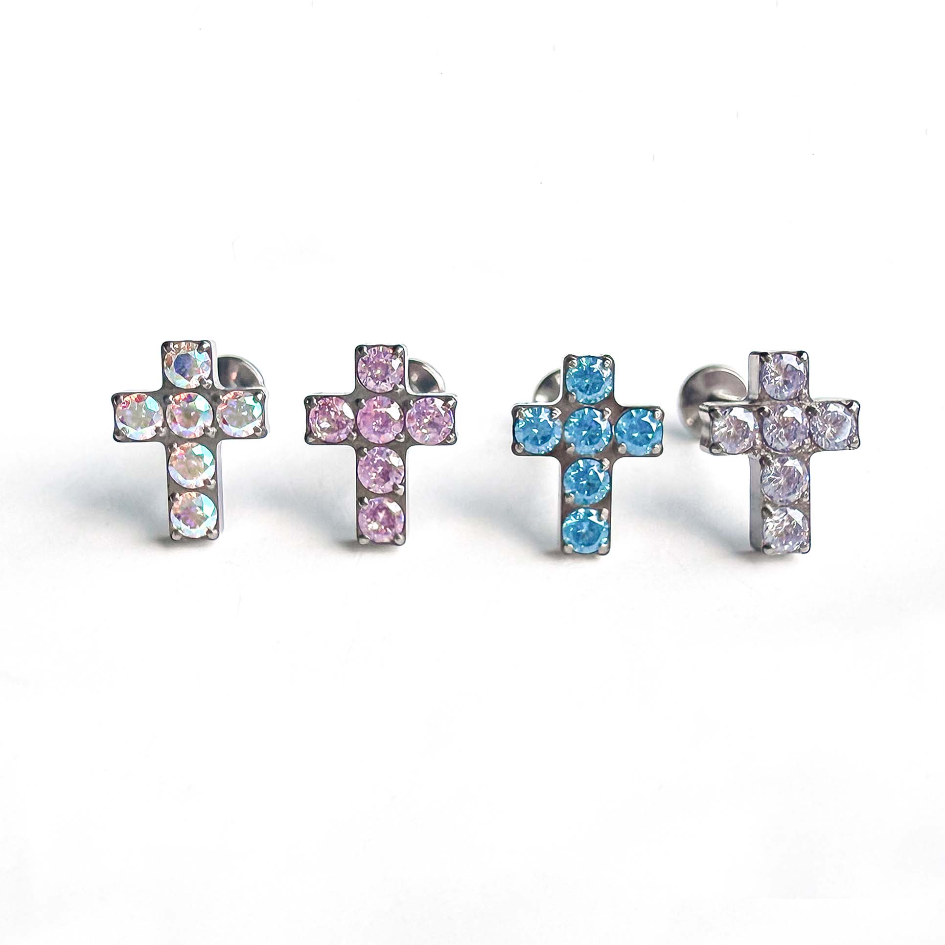 F136 Titanium Cross Ear Stud Helix Cartilage Piercing