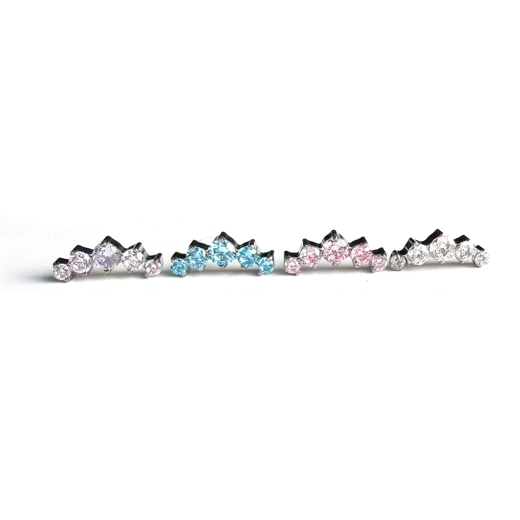 F136 Titanium One-Piece 5-Stone Ear Stud Helix Cartilage Piercing