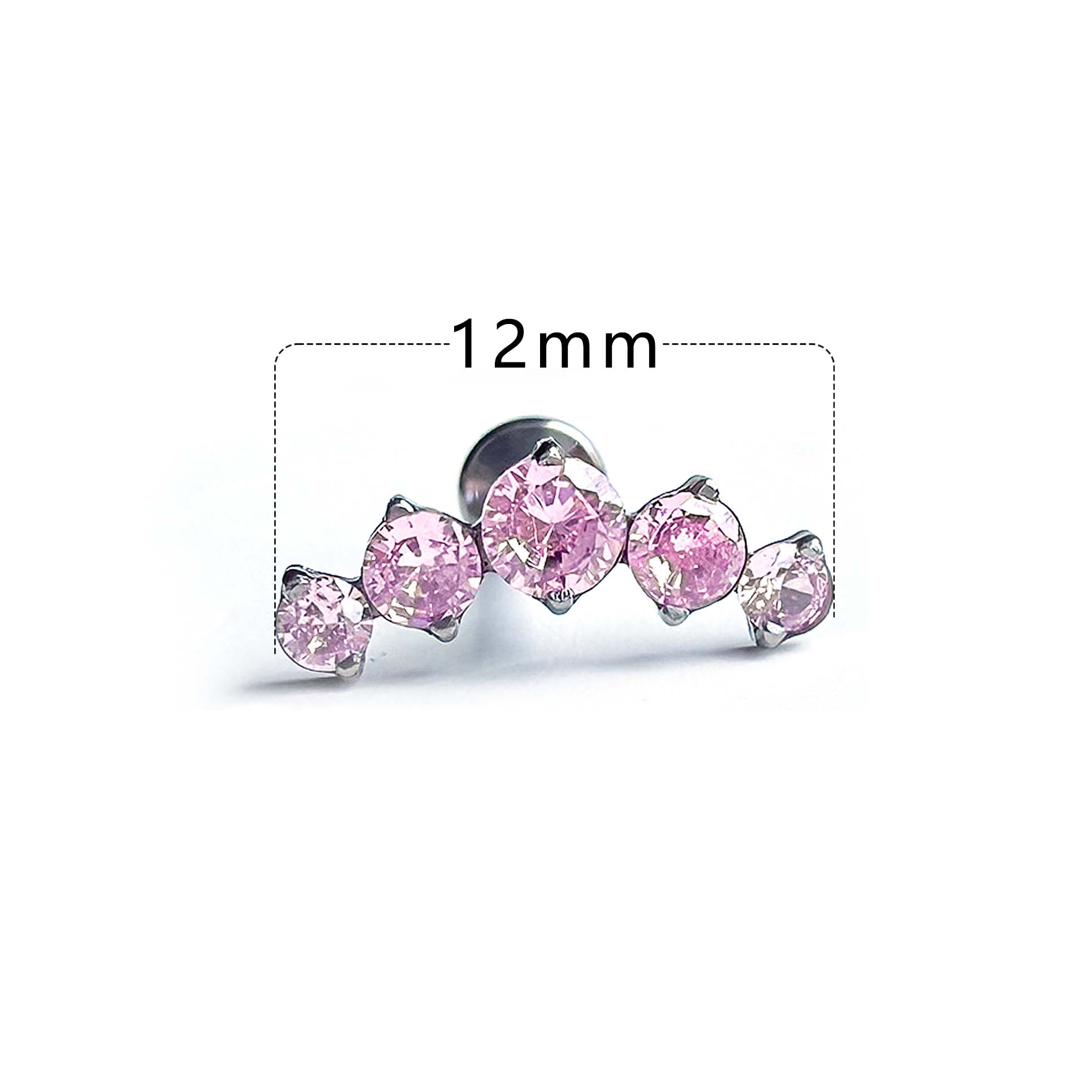F136 Titanium One-Piece 5-Stone Ear Stud Helix Cartilage Piercing