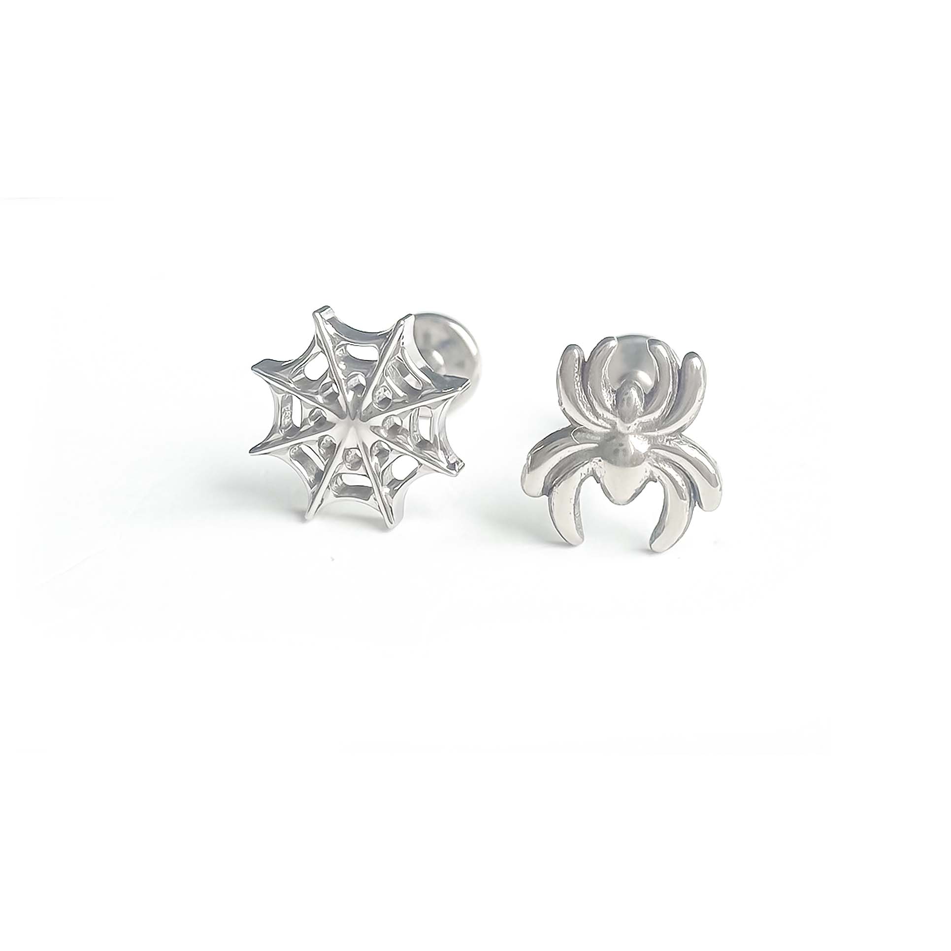 F136 Titanium Spider Web 1 Ear Stud Helix Cartilage Piercing