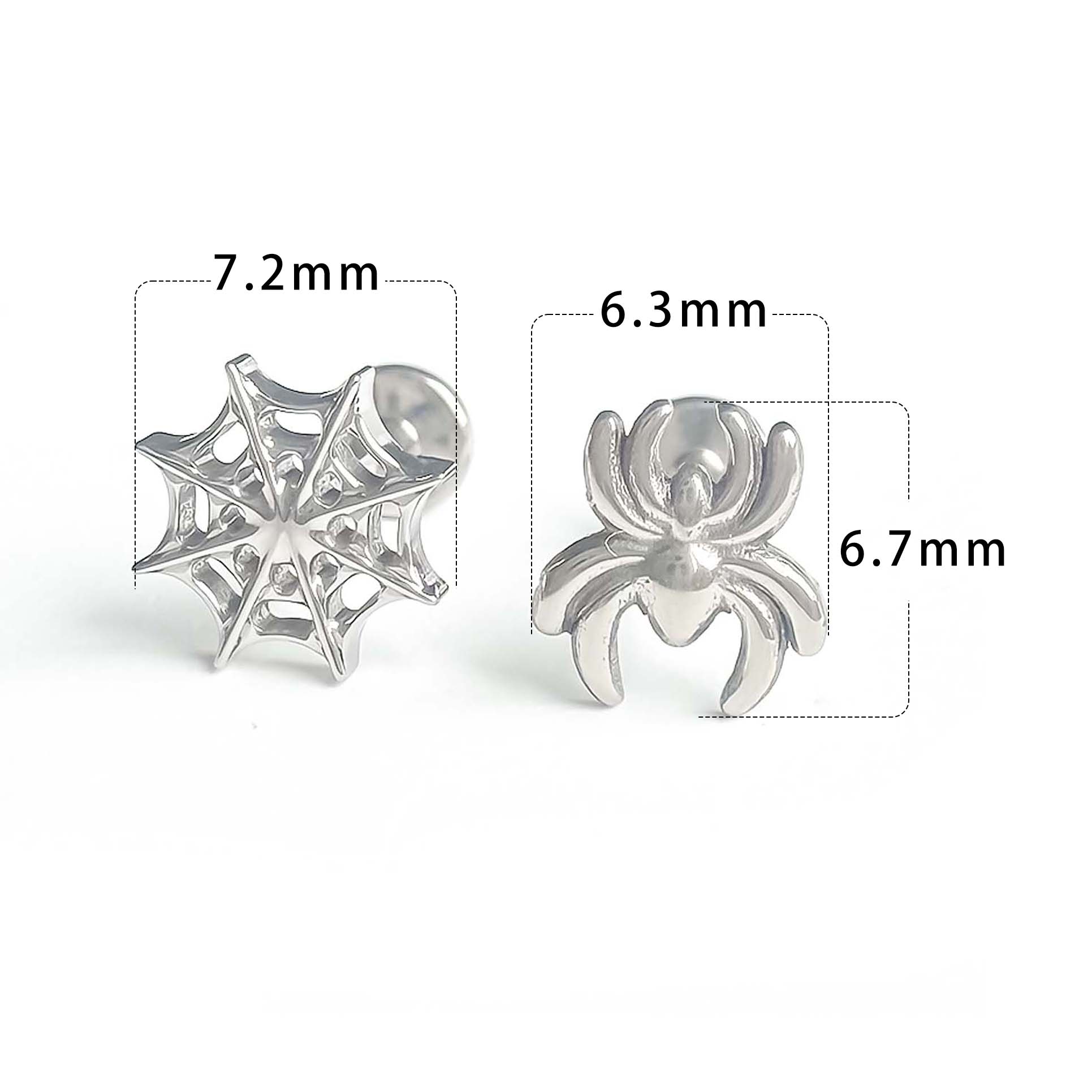 F136 Titanium Spider Web 1 Ear Stud Helix Cartilage Piercing