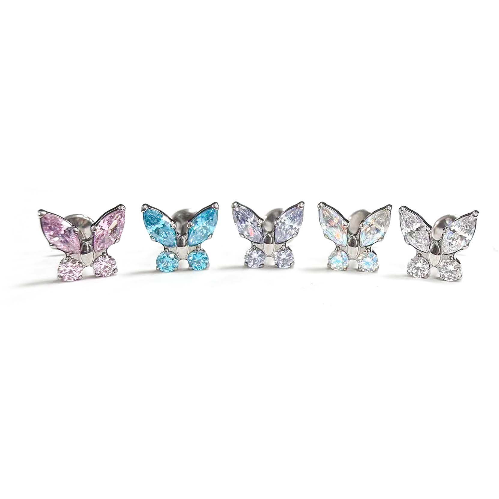 F136 Titanium Marquise Butterfly Ear Stud Helix Cartilage Piercing