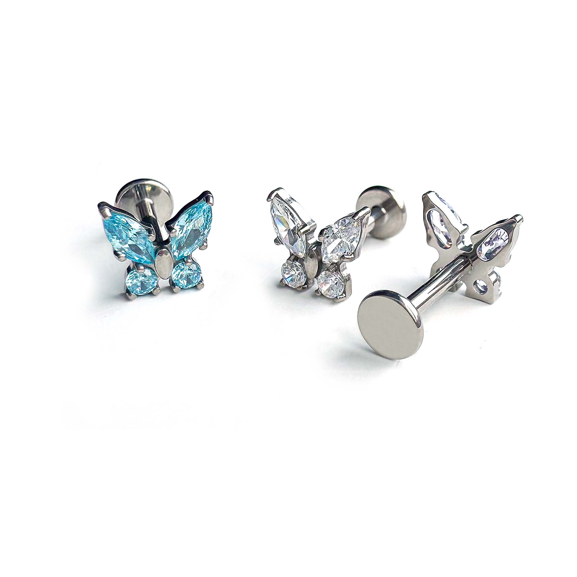F136 Titanium Marquise Butterfly Ear Stud Helix Cartilage Piercing