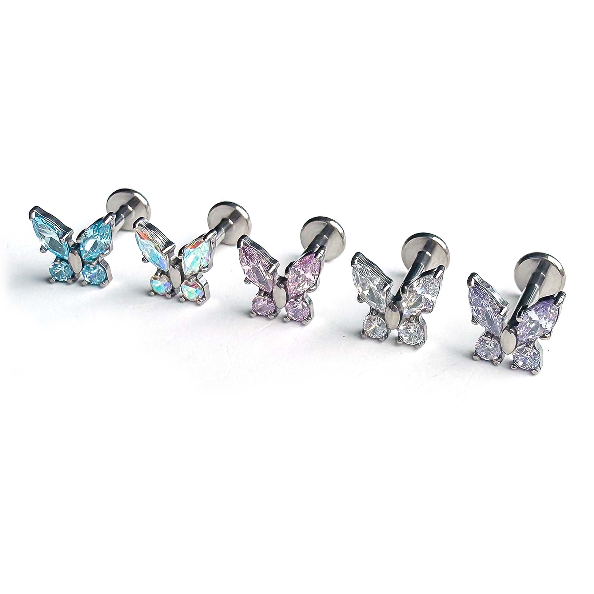 F136 Titanium Marquise Butterfly Ear Stud Helix Cartilage Piercing
